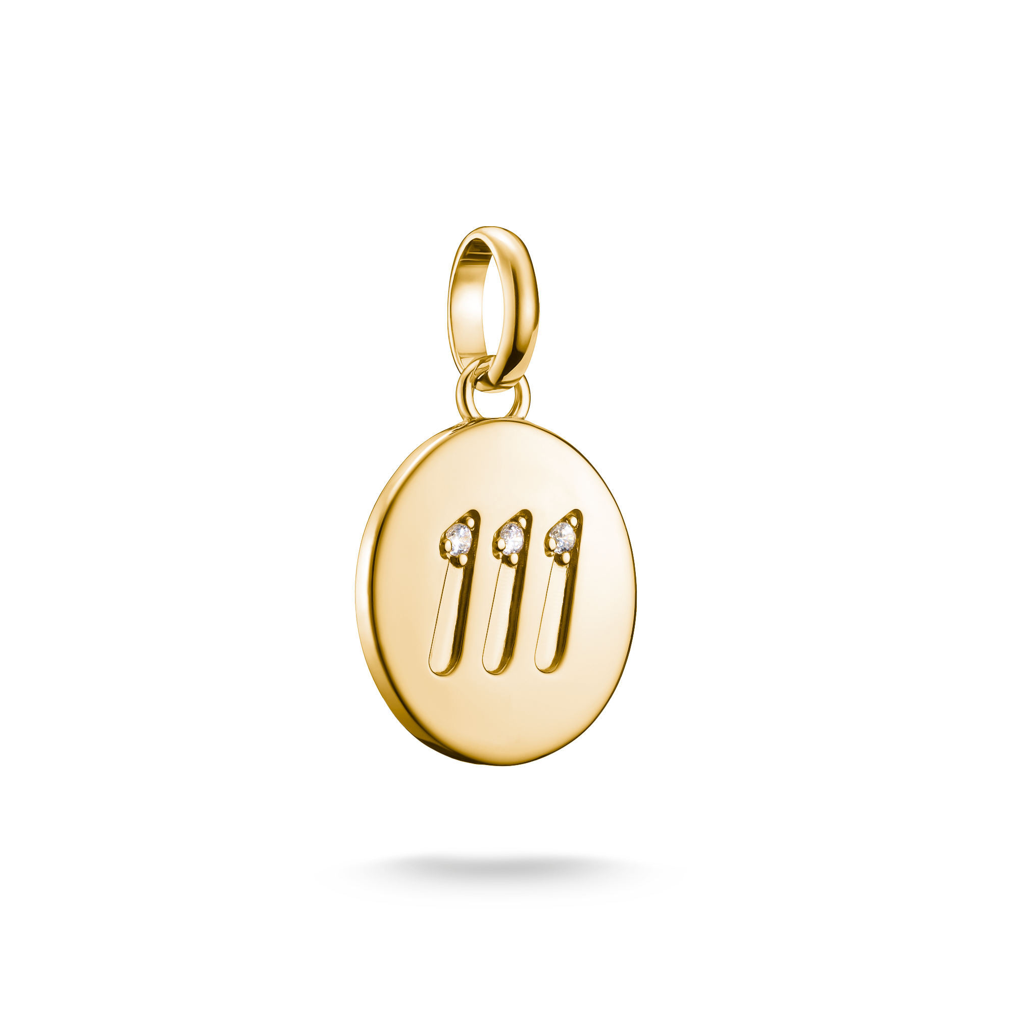 Thomas Sabo Charm-Anhänger Engelzahl 111 mit Steinen Connect vergoldet mit Gravur weiß CC1248-414-14