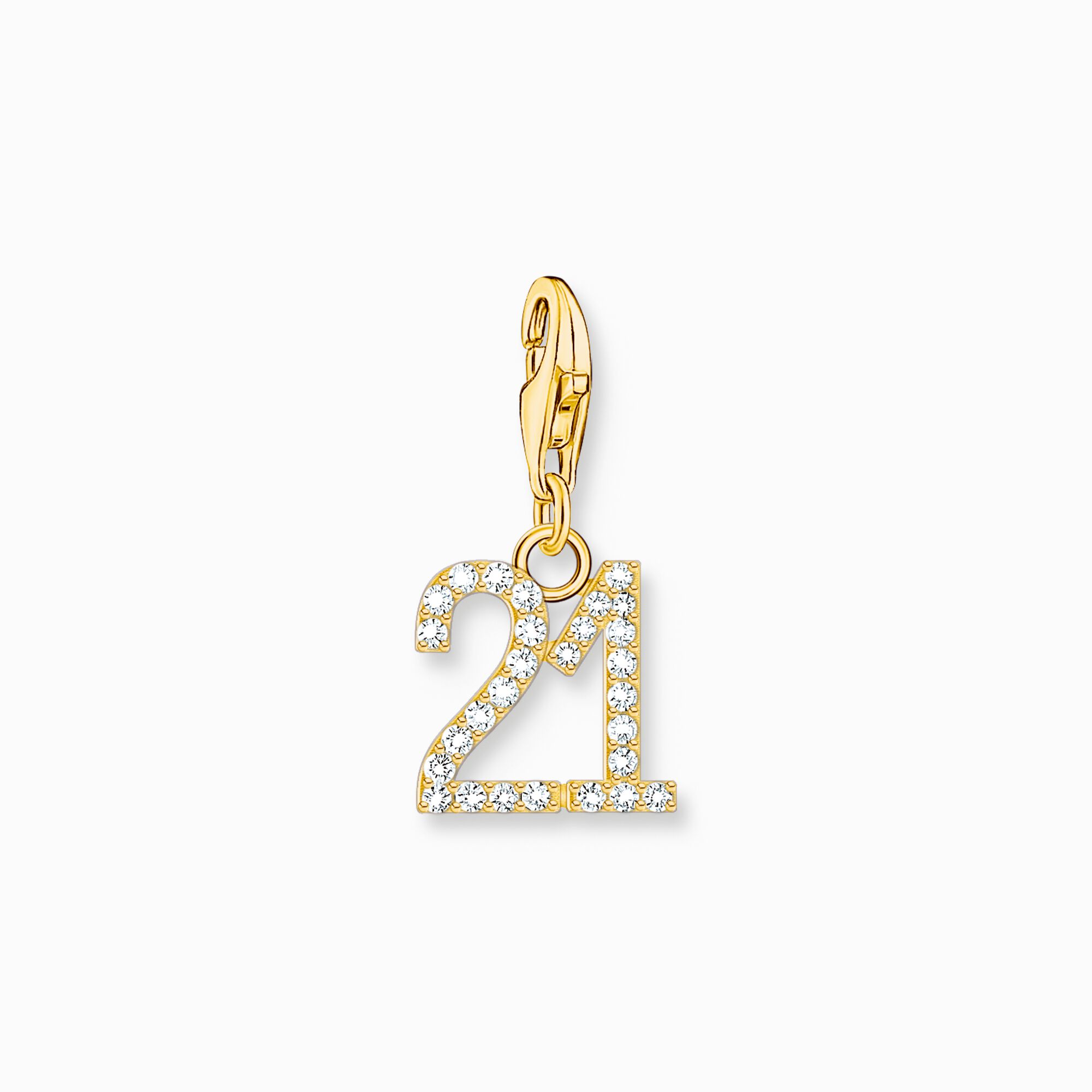 Gold-plated charm pendant number 21 with zirconia from the Charm Club collection in the THOMAS SABO online store