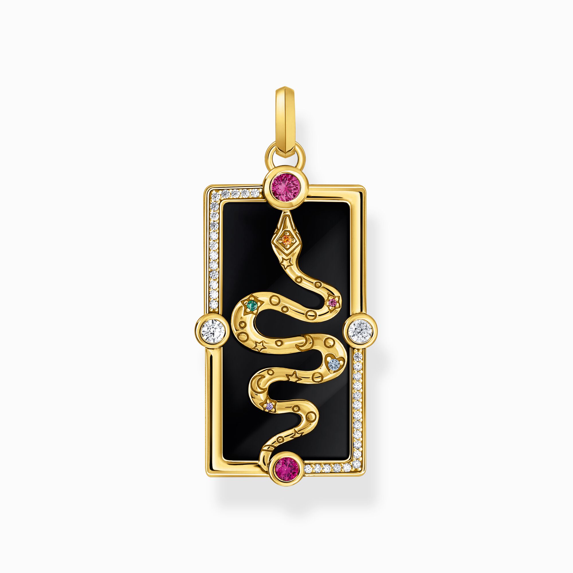 Guldpl&auml;terat halsbandsh&auml;nge i form av en orm med svart kallemalj ur kollektionen  i THOMAS SABO:s onlineshop