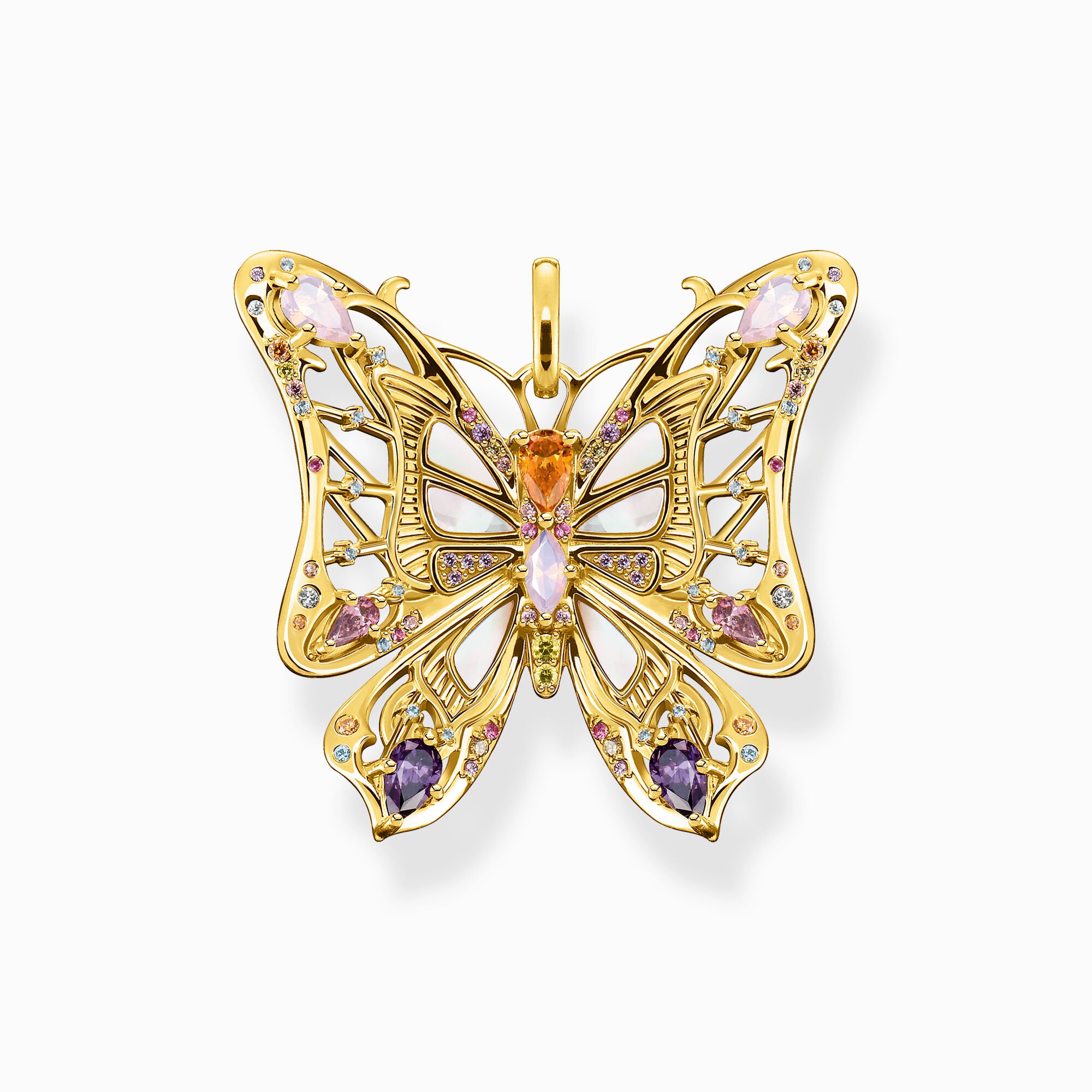Pendant butterfly colourful stones silver-gold from the  collection in the THOMAS SABO online store