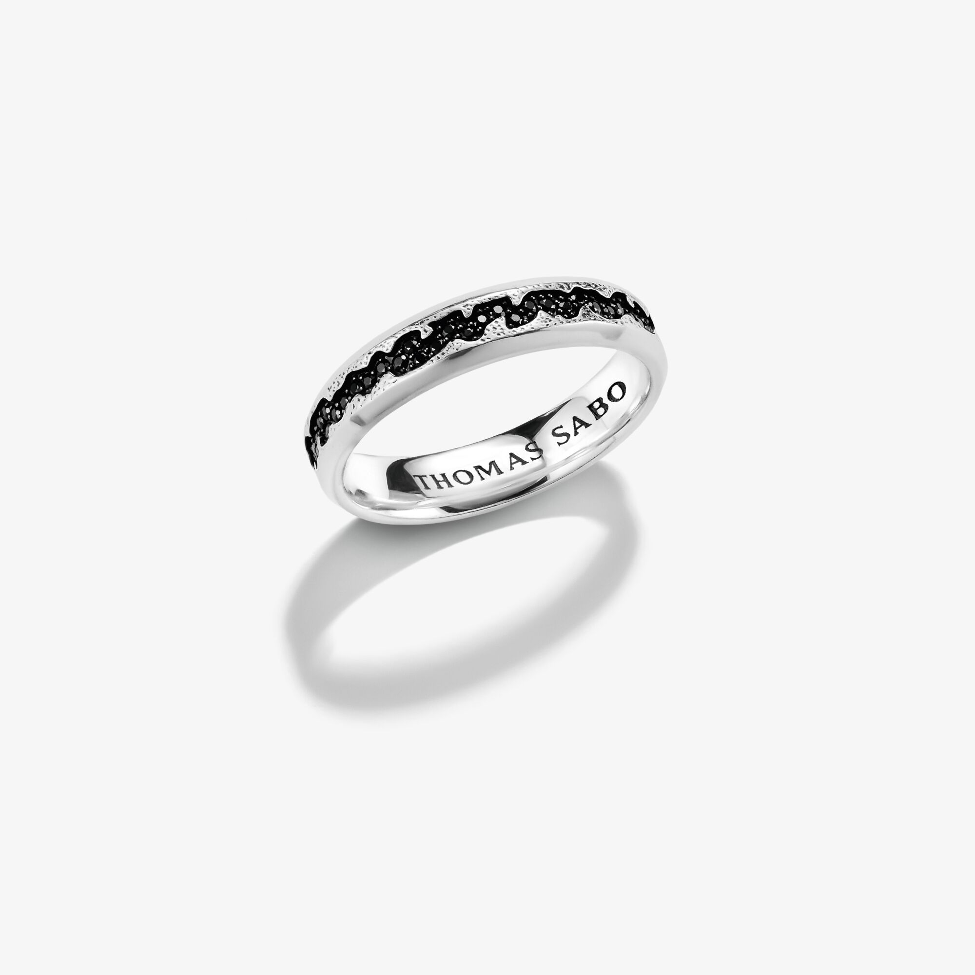 THOMAS SABO Bandring med svarta zirkonia-stenar Rebel Icons silver, 925 sterlingsilver, Storlek: 68, Unisex