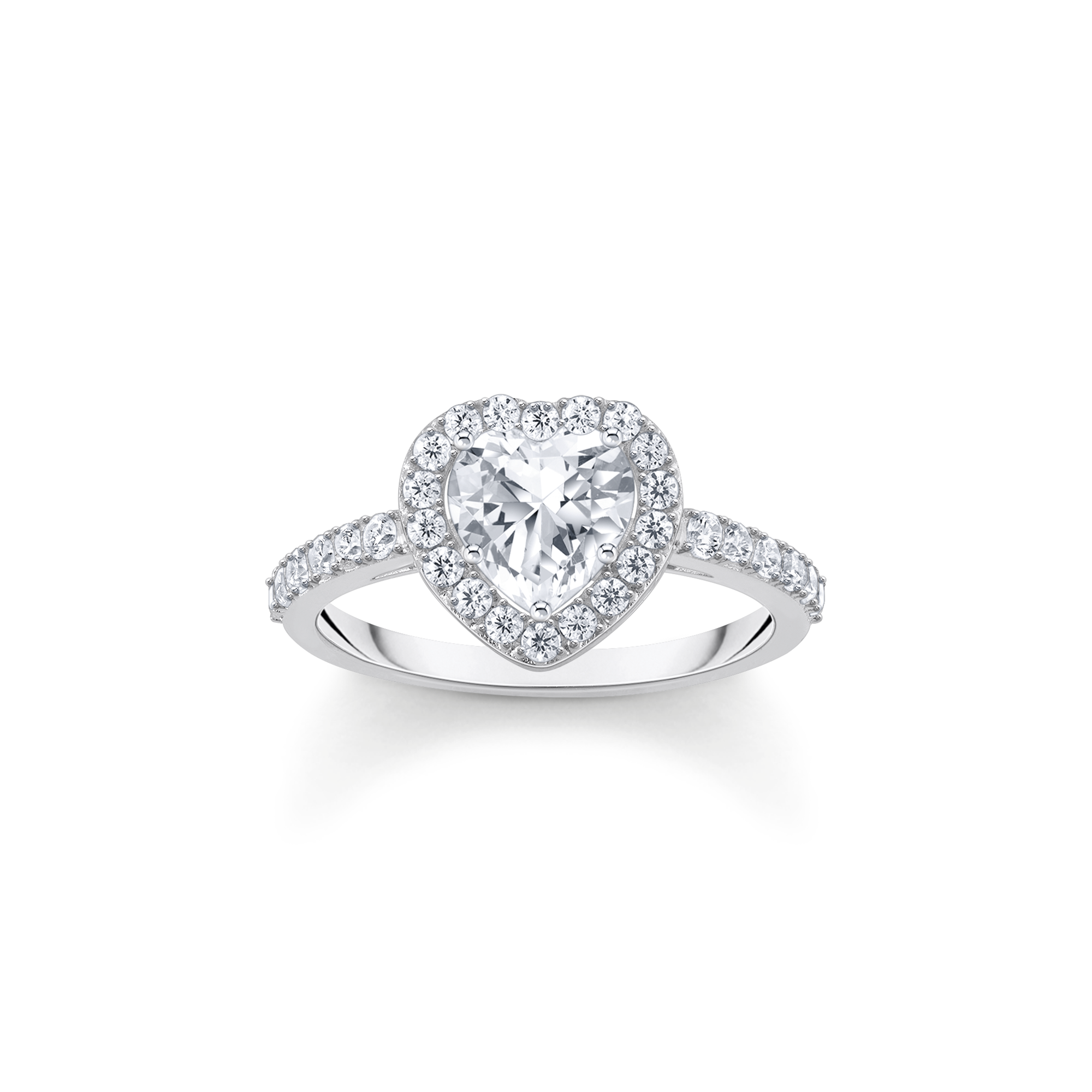 Thomas Sabo Halo-Ring mit weißem Stein in Herzform Silber weiß TR2477-051-14-60