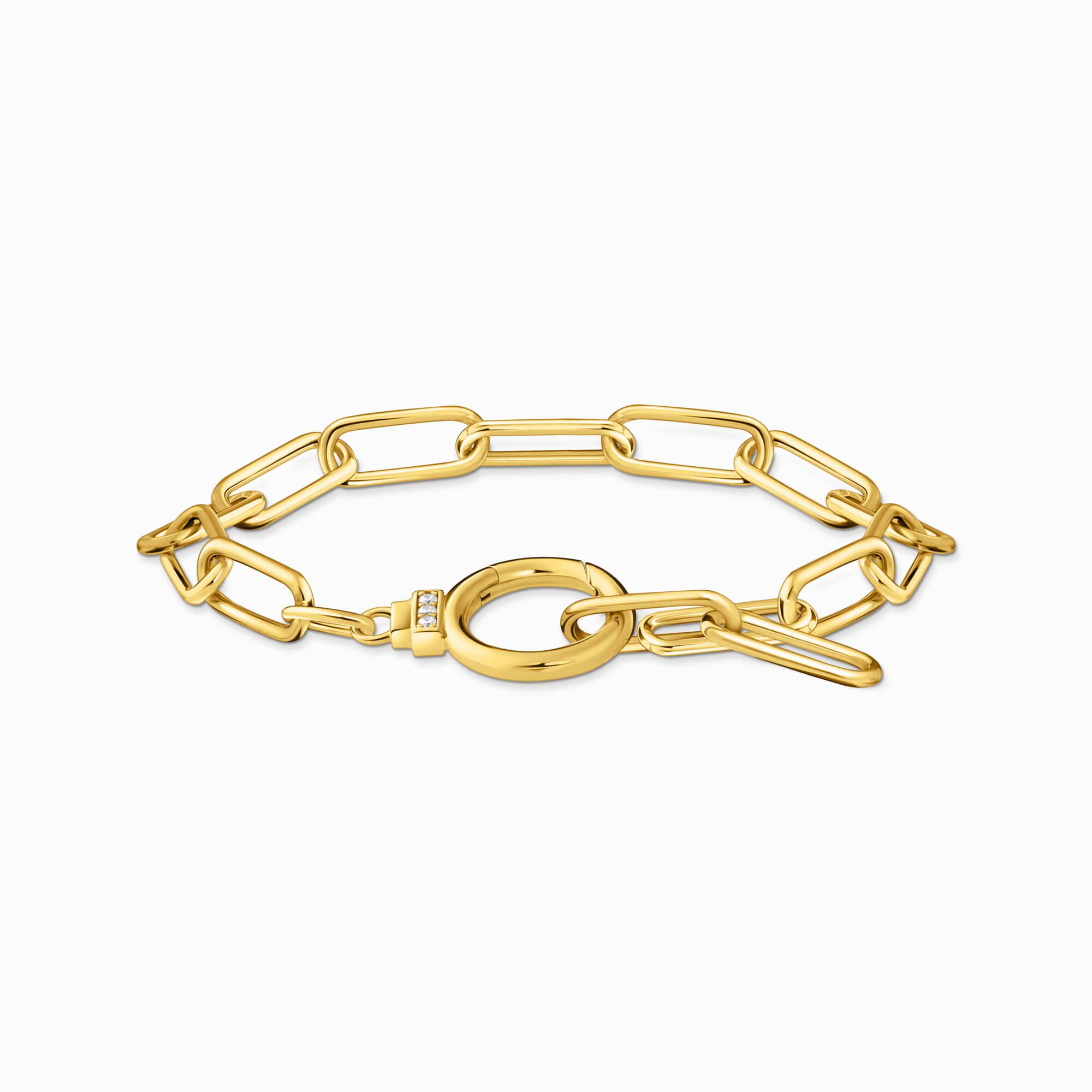 Gliederarmband mit Ringverschluss und wei&szlig;en Steinen vergoldet aus der  Kollektion im Online Shop von THOMAS SABO