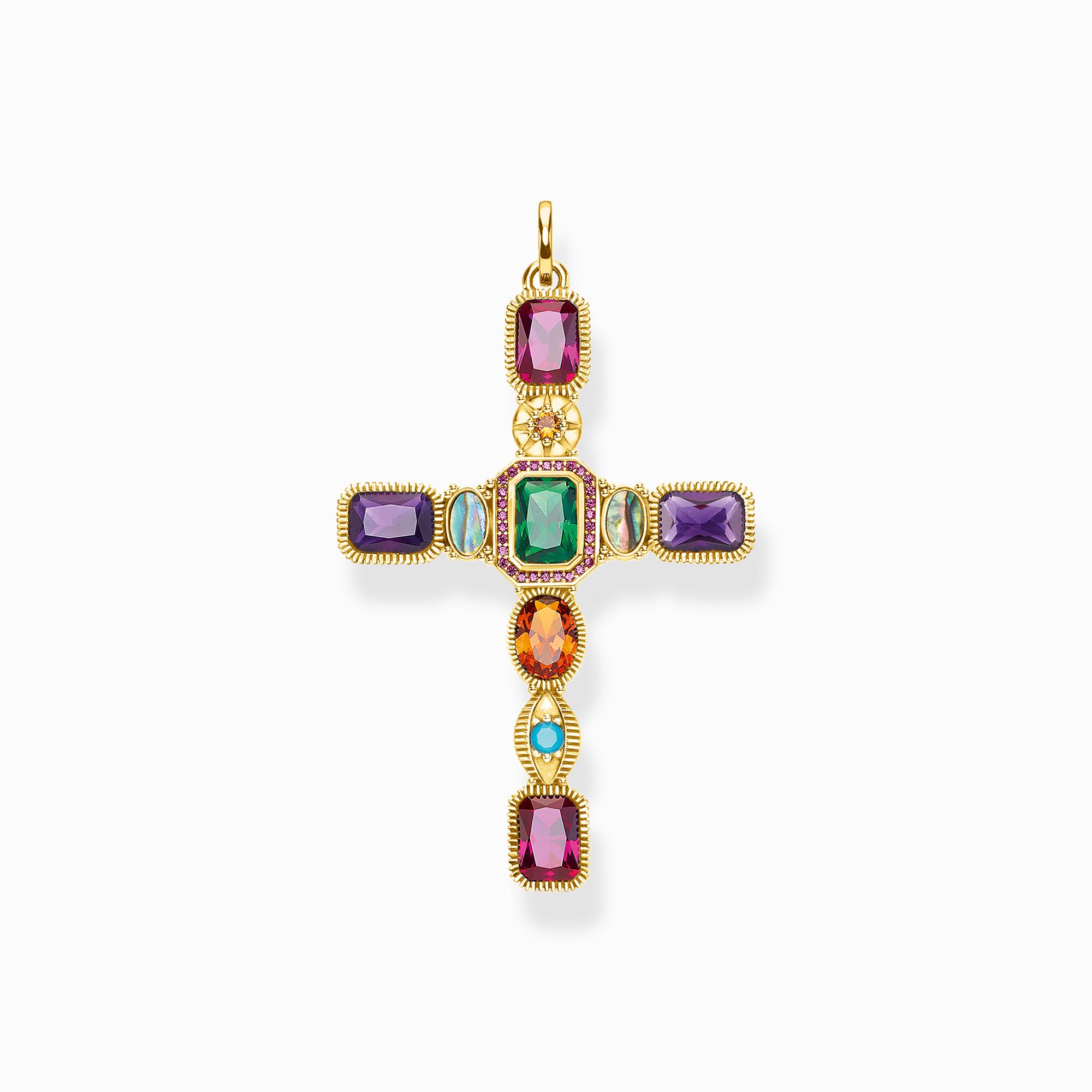 Pendant cross colourful stones gold from the  collection in the THOMAS SABO online store