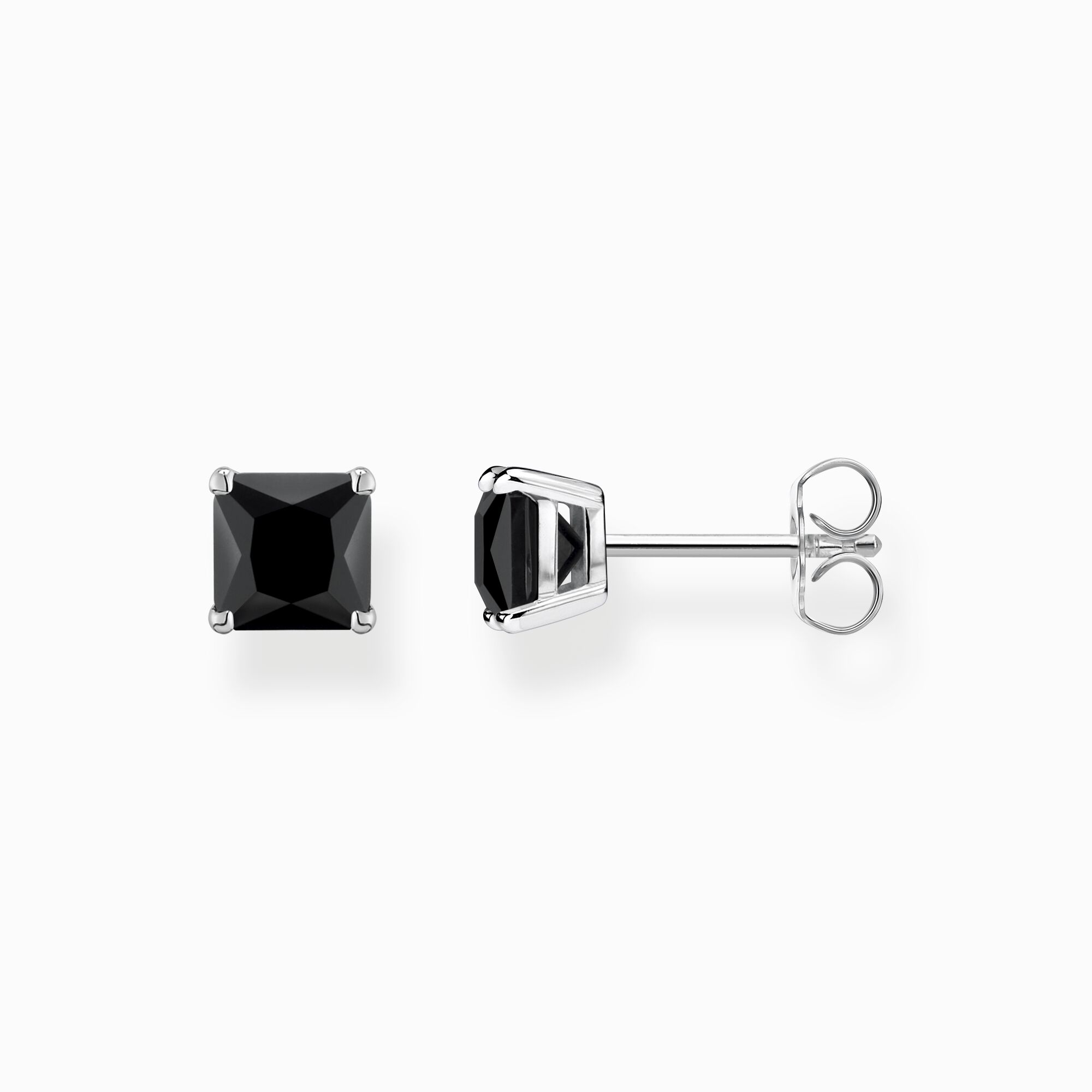 Ear studs with black stone silver from the  collection in the THOMAS SABO online store
