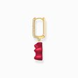 Gold-plated single hoop earring medium sized with red goldbears from the Charming Collection collection in the THOMAS SABO online store