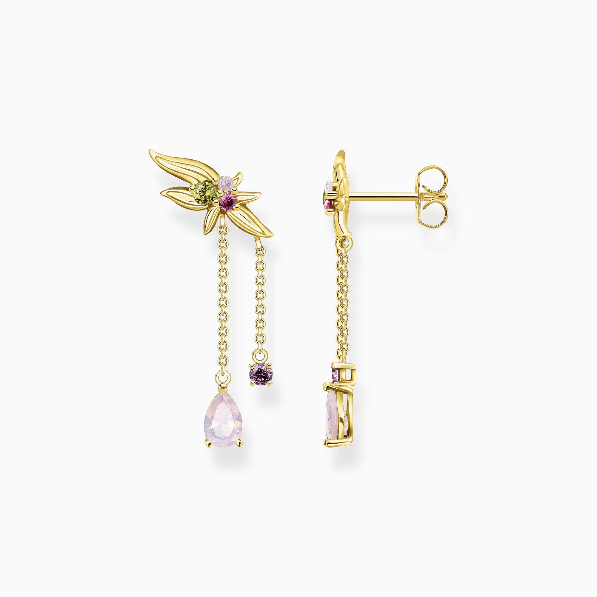 Earrings flower with colourful stones gold from the  collection in the THOMAS SABO online store