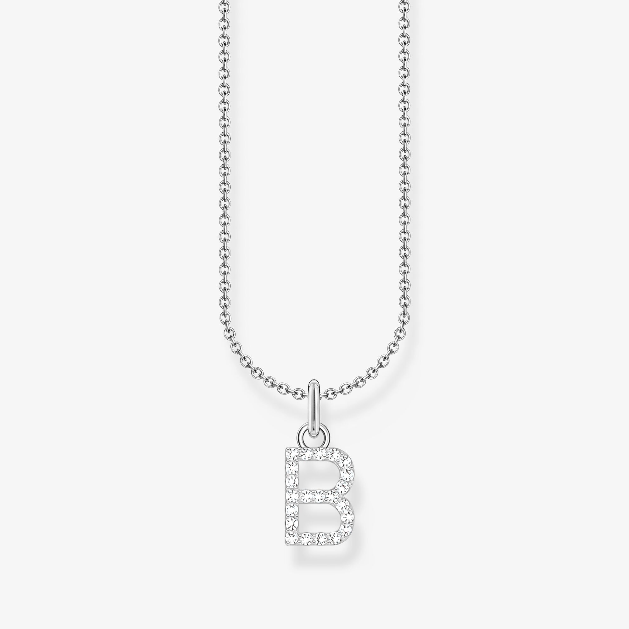 THOMAS SABO Kette mit Buchstaben-Anhänger B Silber, Sterlingsilber, Größe: 45 cm, Damen