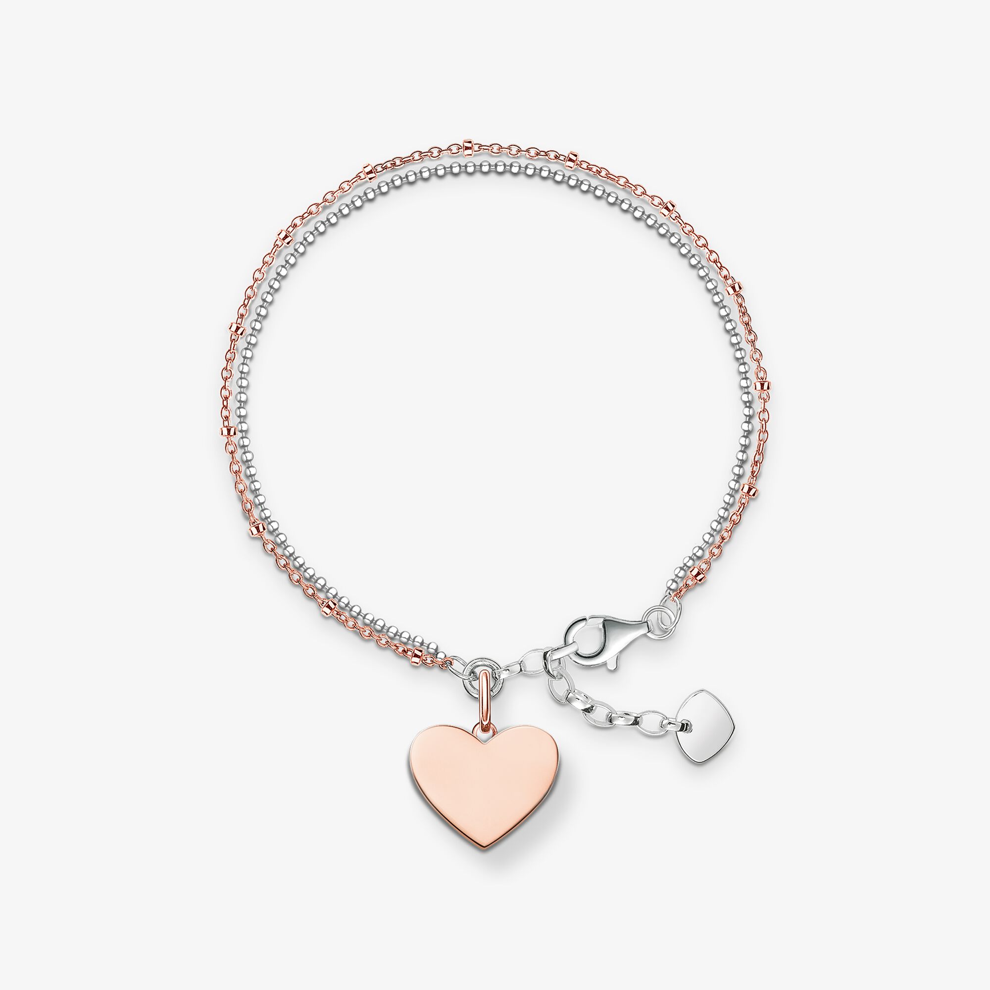 THOMAS SABO Bracelet cœur or rose argent, Argent sterling doré or rose, Taille: 19 cm, femme