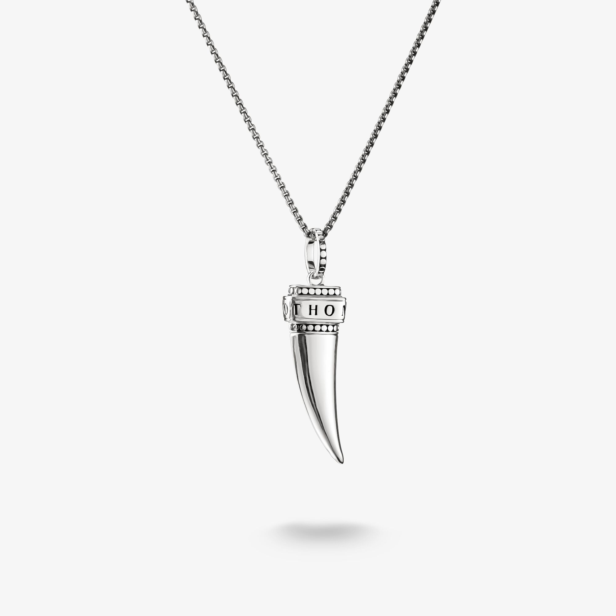 THOMAS SABO Chaîne pendentif dent argent, Argent Sterling 925‰, noirci, Taille: 50 cm, homme