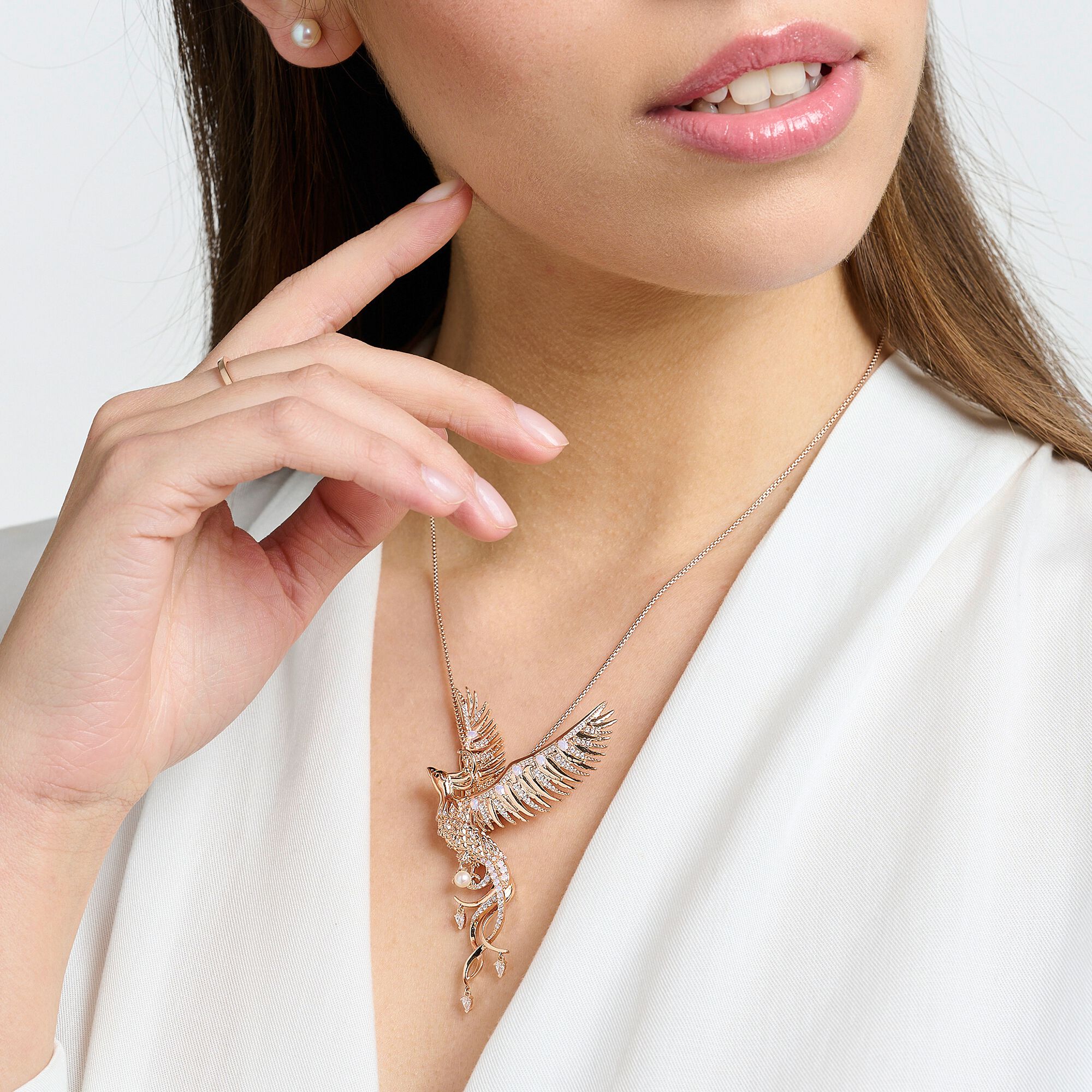 Necklace pendant: artistic phoenix, rosé plating | THOMAS SABO