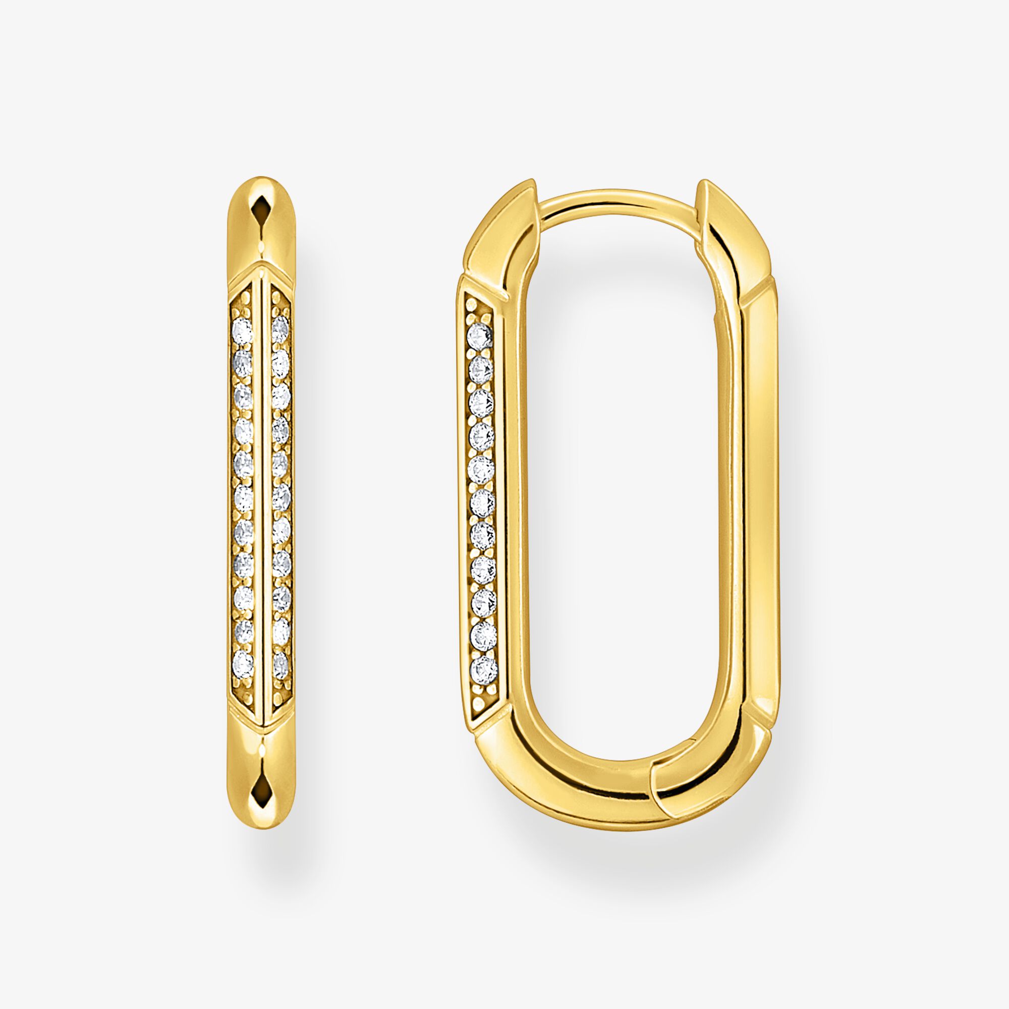 THOMAS SABO Créoles maillon avec des zircons plaquées or, Argent sterling doré or jaune, Taille: one size, femme