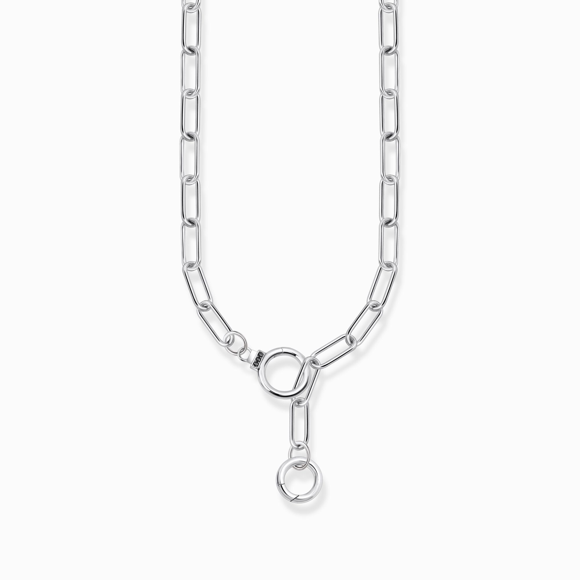 Silver blackened necklace with stone-studded ring clasp from the  collection in the THOMAS SABO online store