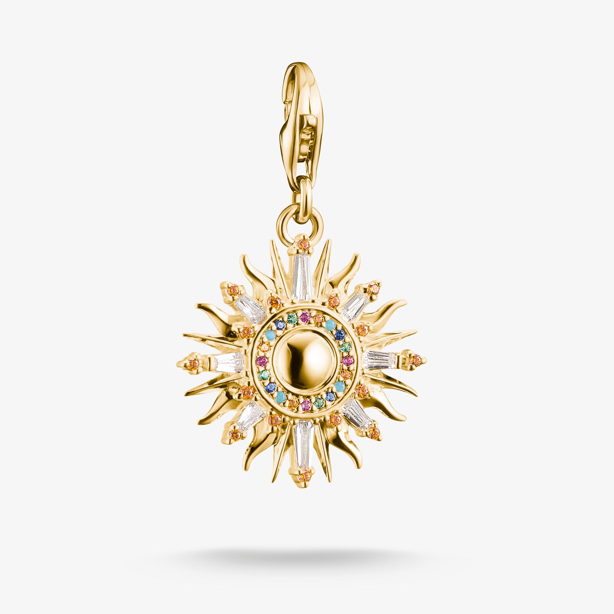 THOMAS SABO Pendentif Charm soleil multicolore plaqué or, Argent Sterling 925‰ doré or jaune 18 carats , Taille: one size, femme