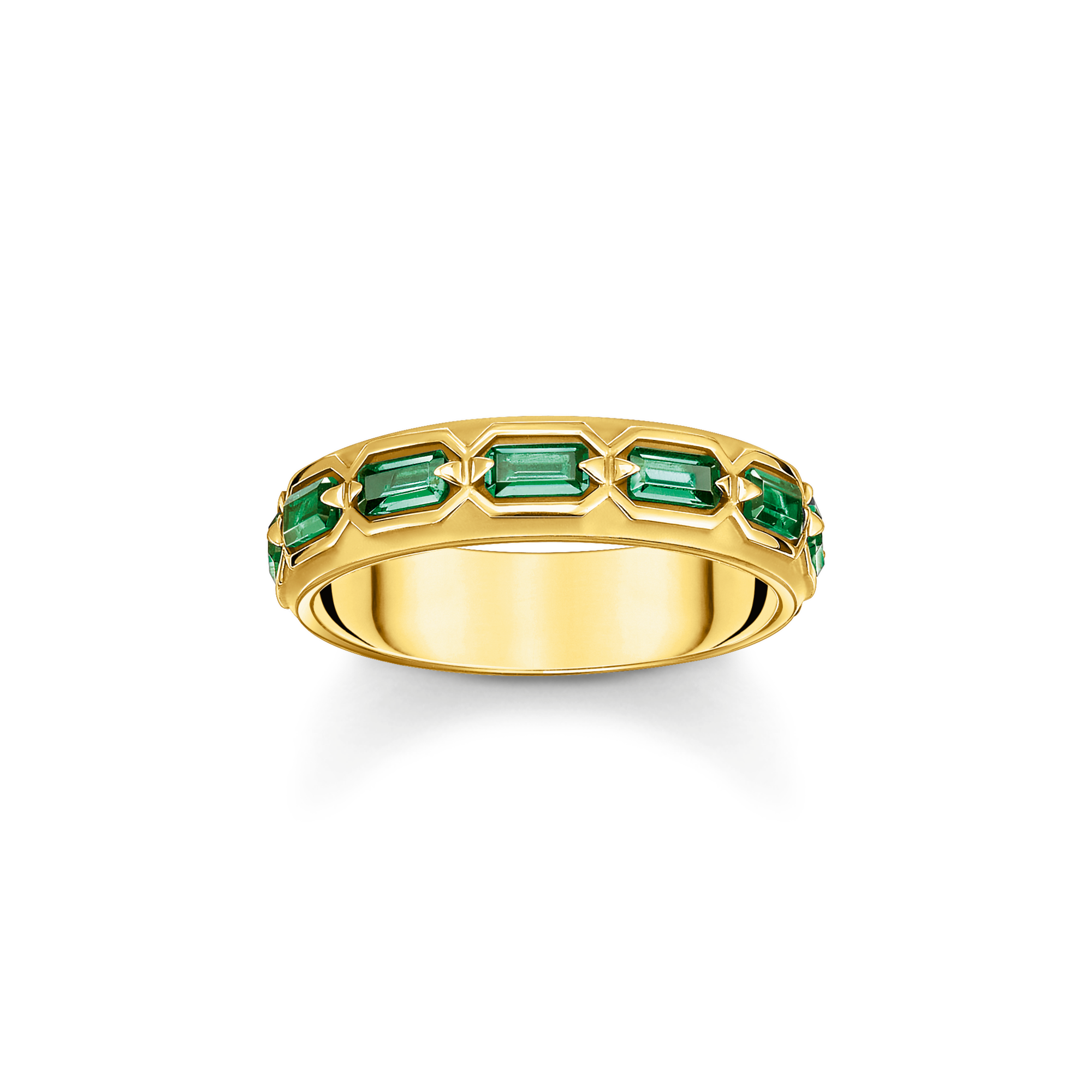 Thomas Sabo Ring Krokodilpanzer mit smaragdgrünen Steinen vergoldet grün TR2423-472-6-68