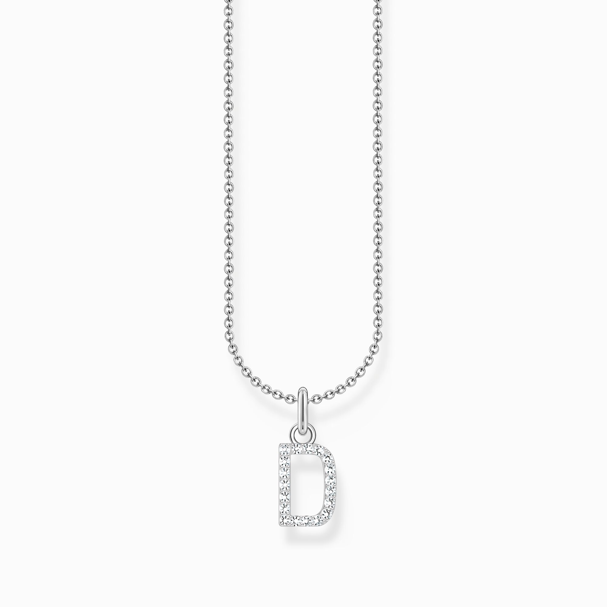 Silver necklace with letter pendant D and white zirconia from the Charming Collection collection in the THOMAS SABO online store