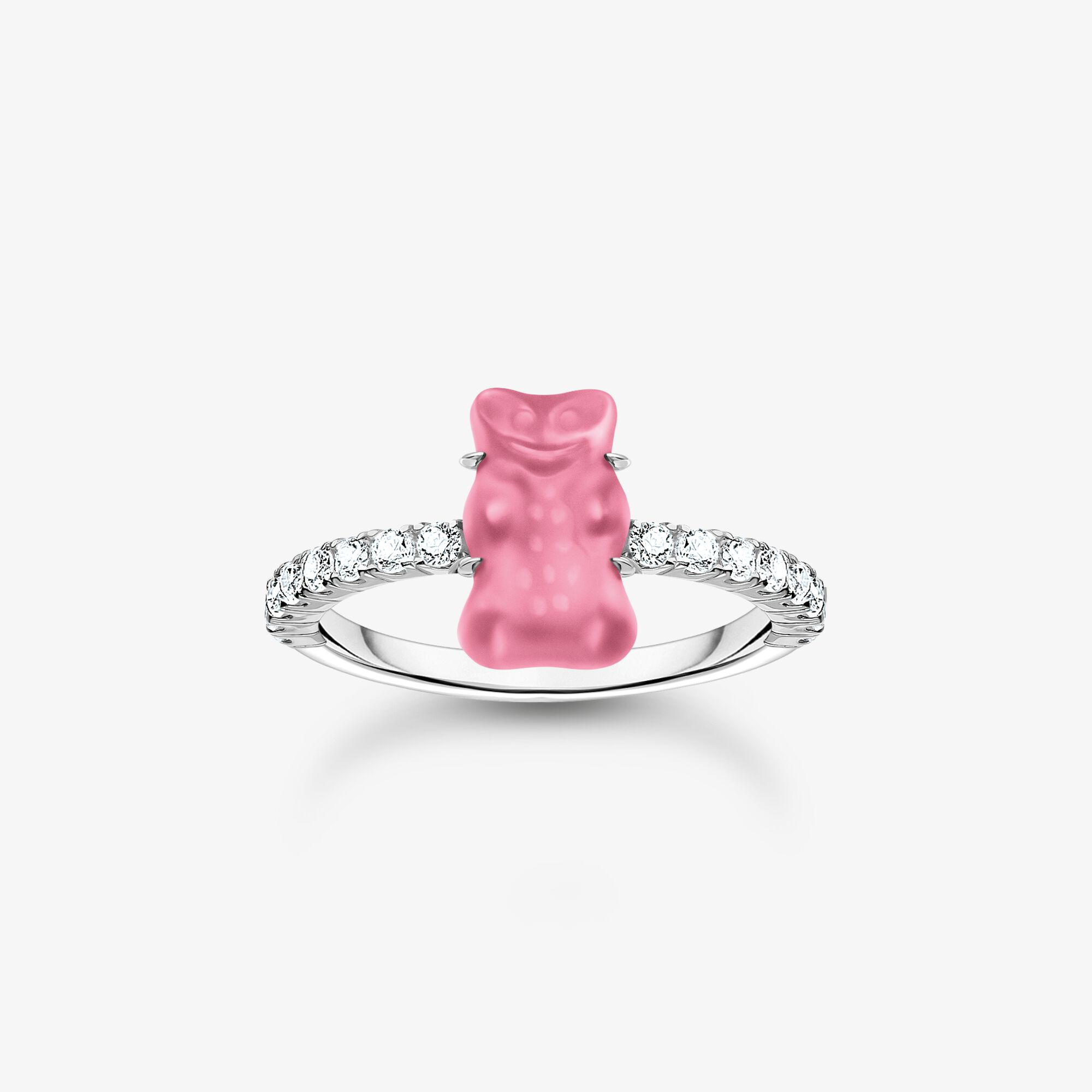 THOMAS SABO Bague avec mini Ours d’Or rose et pierres, argent Argent Sterling , Taille: 50, pour femme