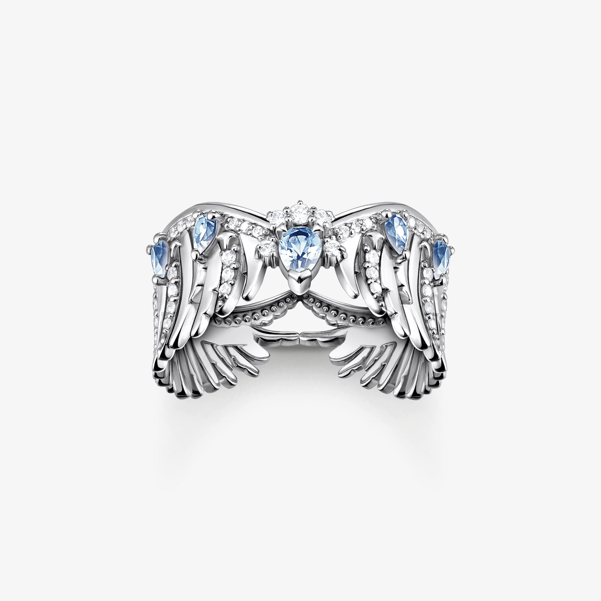 THOMAS SABO Ring Phönix-Flügel mit blauen Steinen silber, Sterlingsilber, Größe: 54, Damen