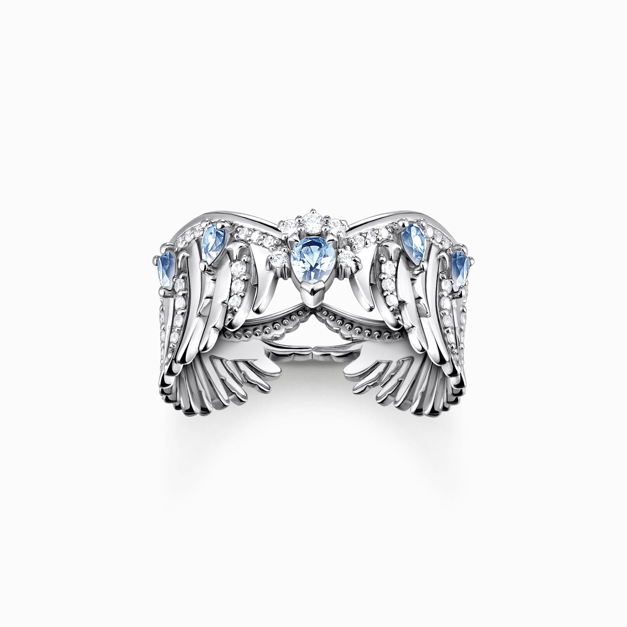 Ring phoenix wing with blue stones silver from the  collection in the THOMAS SABO online store