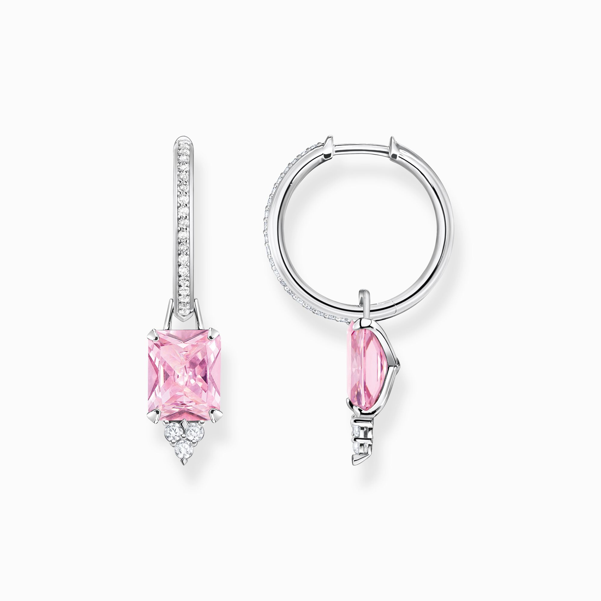 Hoop earrings with pink and white stones silver from the  collection in the THOMAS SABO online store