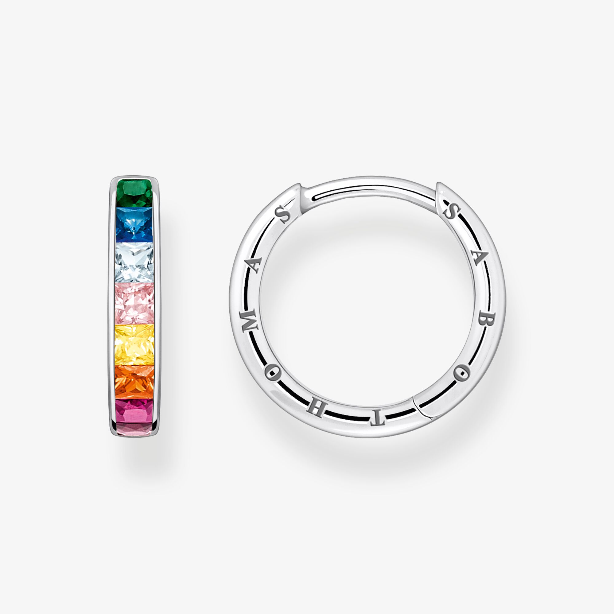 THOMAS SABO Créoles avec pierres multicolore pavé argent, Argent Sterling 925‰ , Taille: one size, femme
