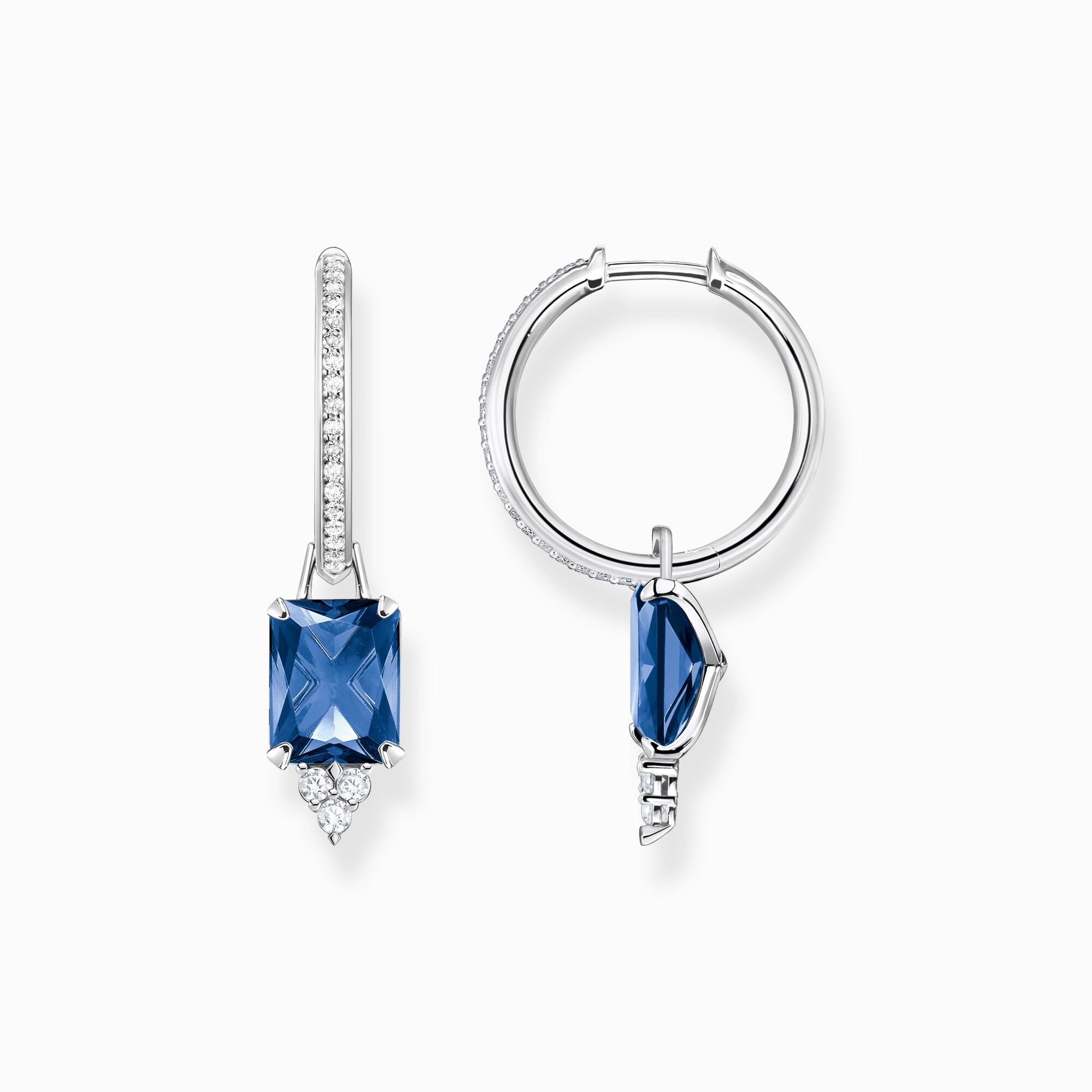 Creolen mit blauen und wei&szlig;en Steinen Silber aus der  Kollektion im Online Shop von THOMAS SABO
