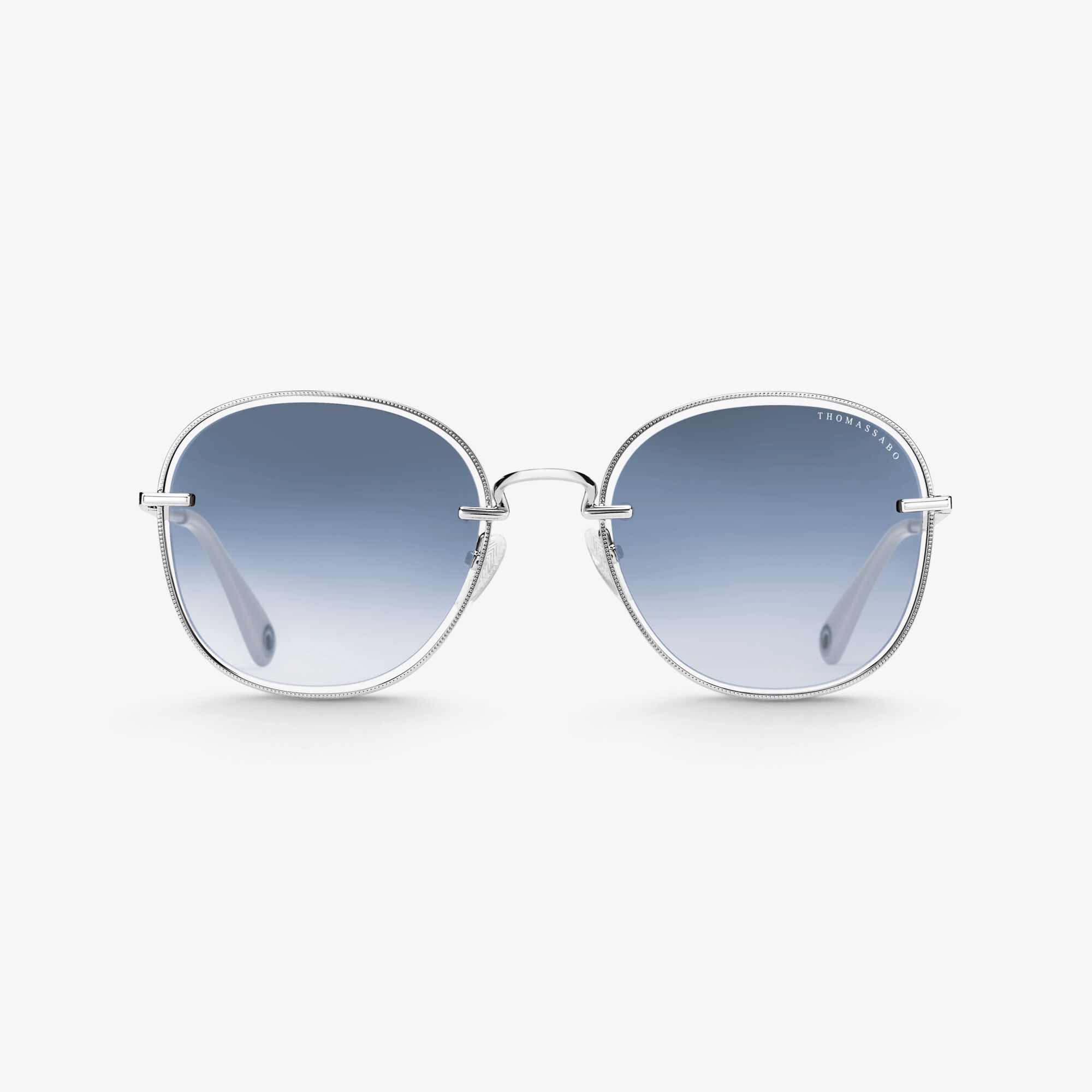 THOMAS SABO Lunettes de soleil Mia quadratiques bleu Argent Sterling noirci, Taille: A, pour femme