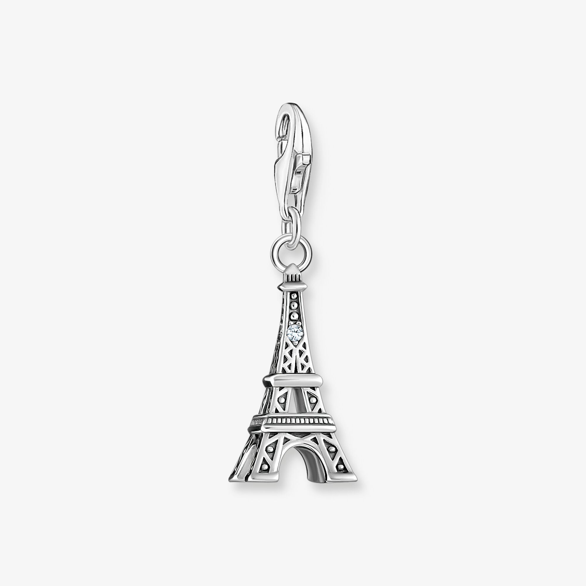 THOMAS SABO Breloque Charm tour Eiffel en argent, ornée d’une zircone blanche Argent sterling, Taille: one size, pour femme