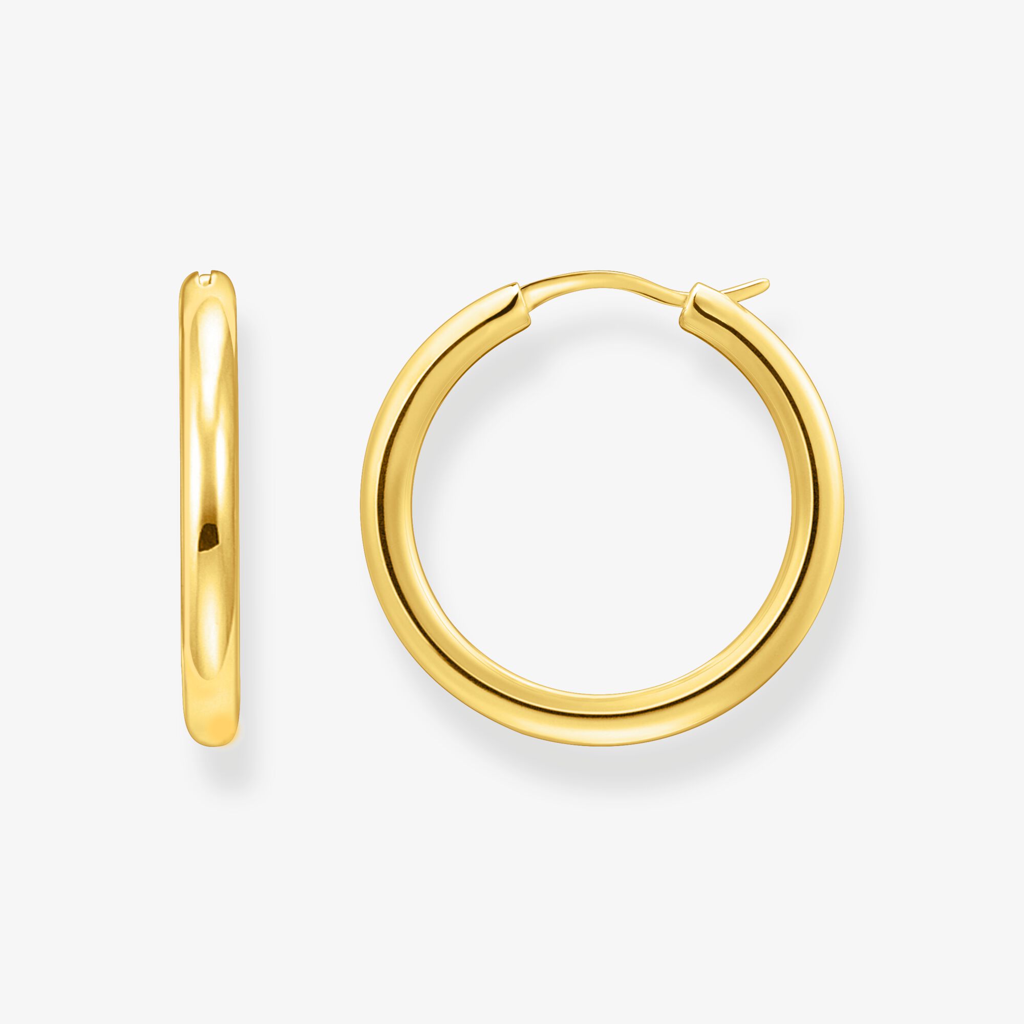 THOMAS SABO Guldpläterade klassiska örhängen i bredare form, 925 sterlingsilver guldpläterat gult guld, Storlek: one size, för damer