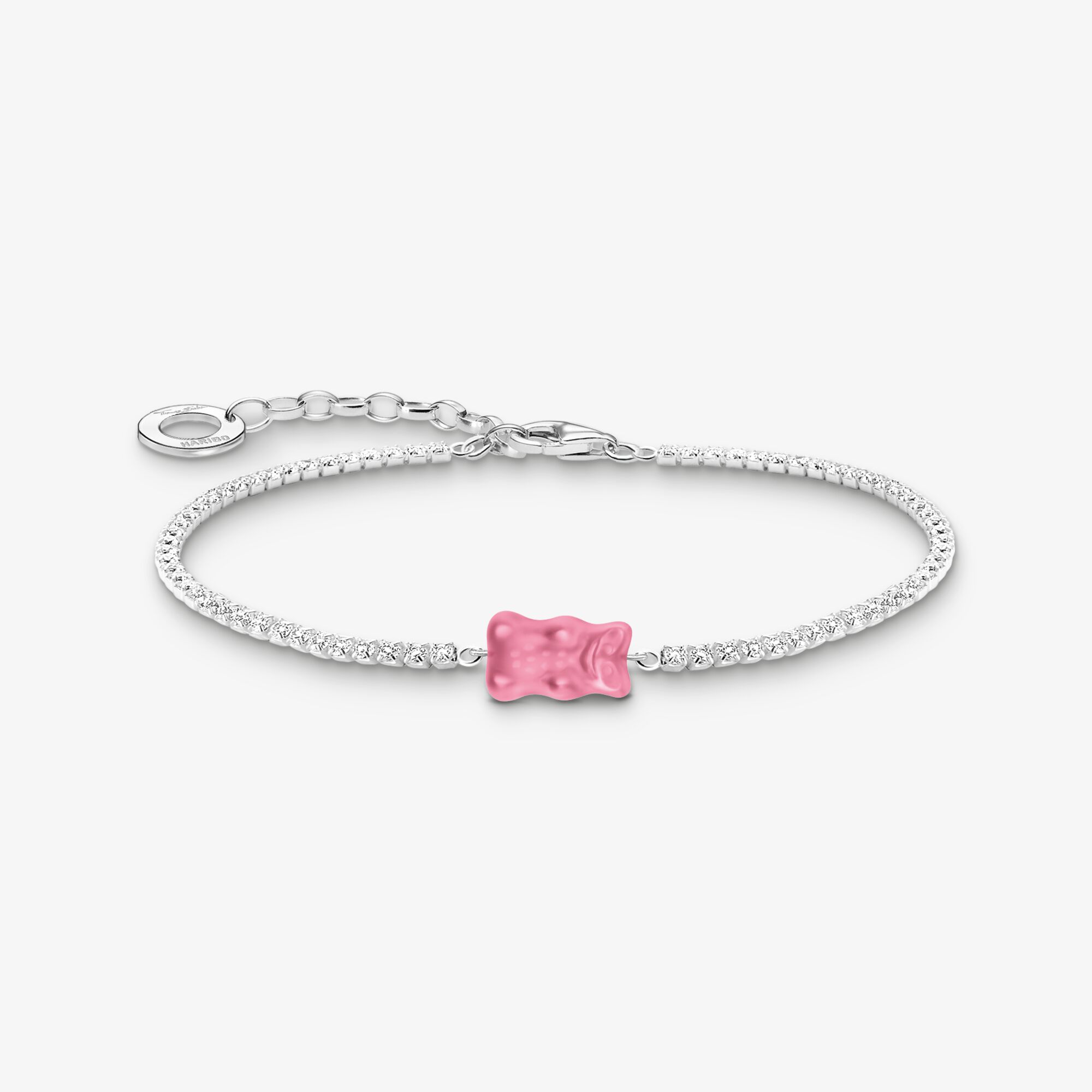 THOMAS SABO Armband mit pinkfarbenem Goldbären und Steinen Silber, Sterlingsilber , Größe: 19 cm, Damen