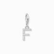 Charm-h&auml;ngsmycke bokstaven F med vita stenar silver ur kollektionen Charm Club i THOMAS SABO:s onlineshop