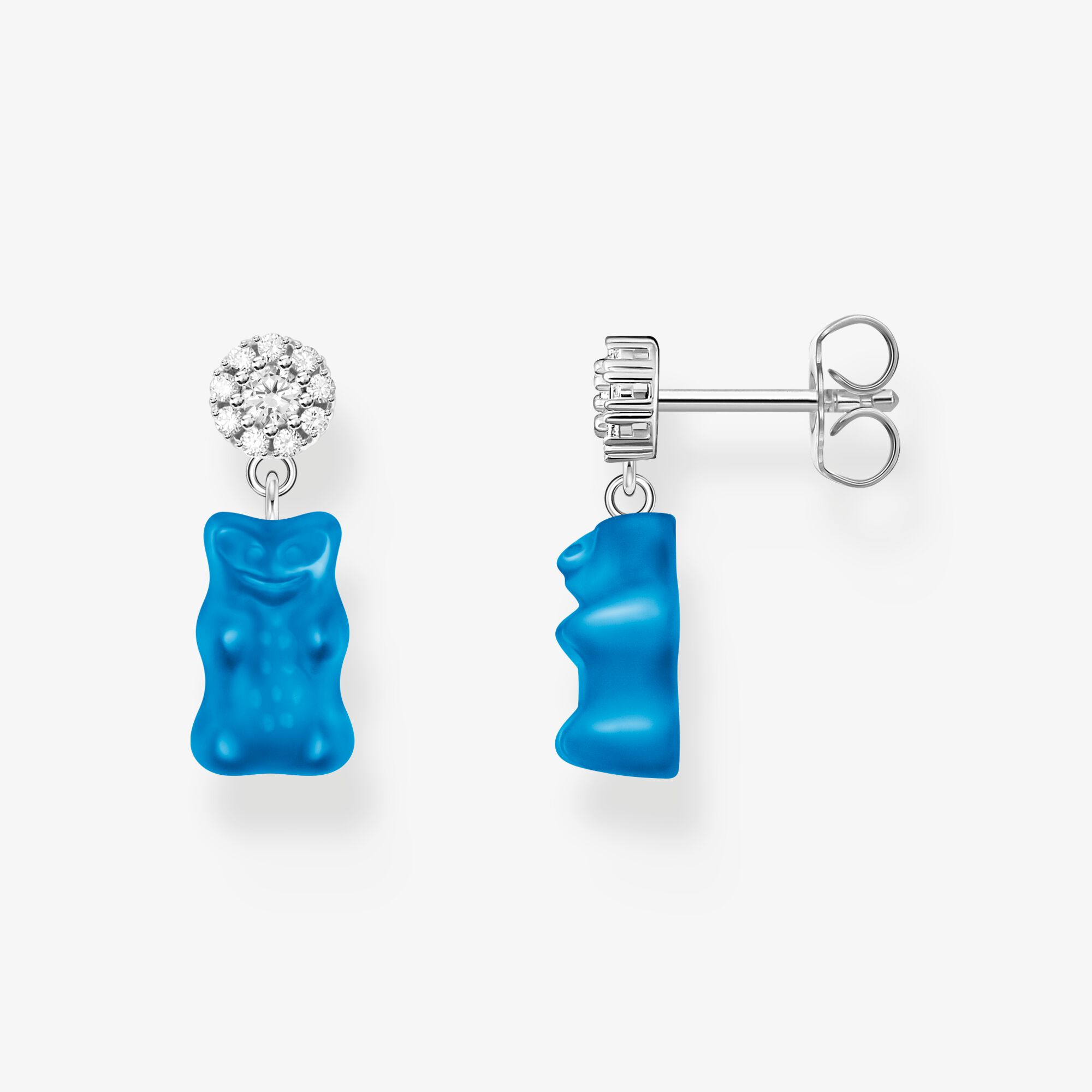 THOMAS SABO Stiftörhängen med blå Goldbears, silver, sterlingsilver , Storlek: one size, för damer