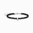 Silver member charm bracelet with black beads from the Charm Club collection in the THOMAS SABO online store