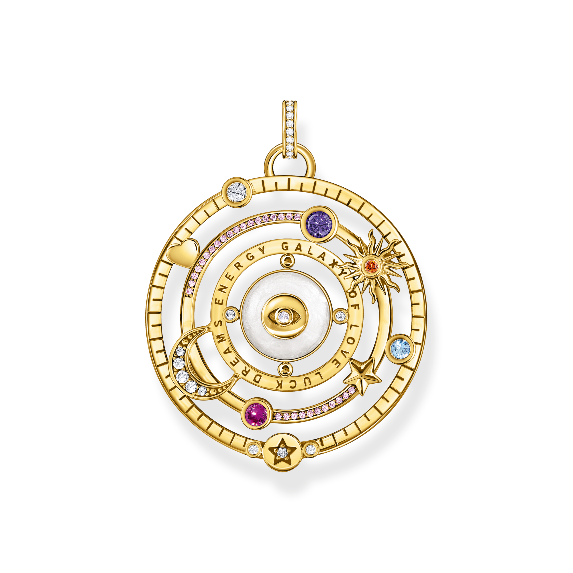 Thomas Sabo Kettenanhänger Halbkugel mit Auge bunte Steine vergoldet mehrfarbig PE957-565-7