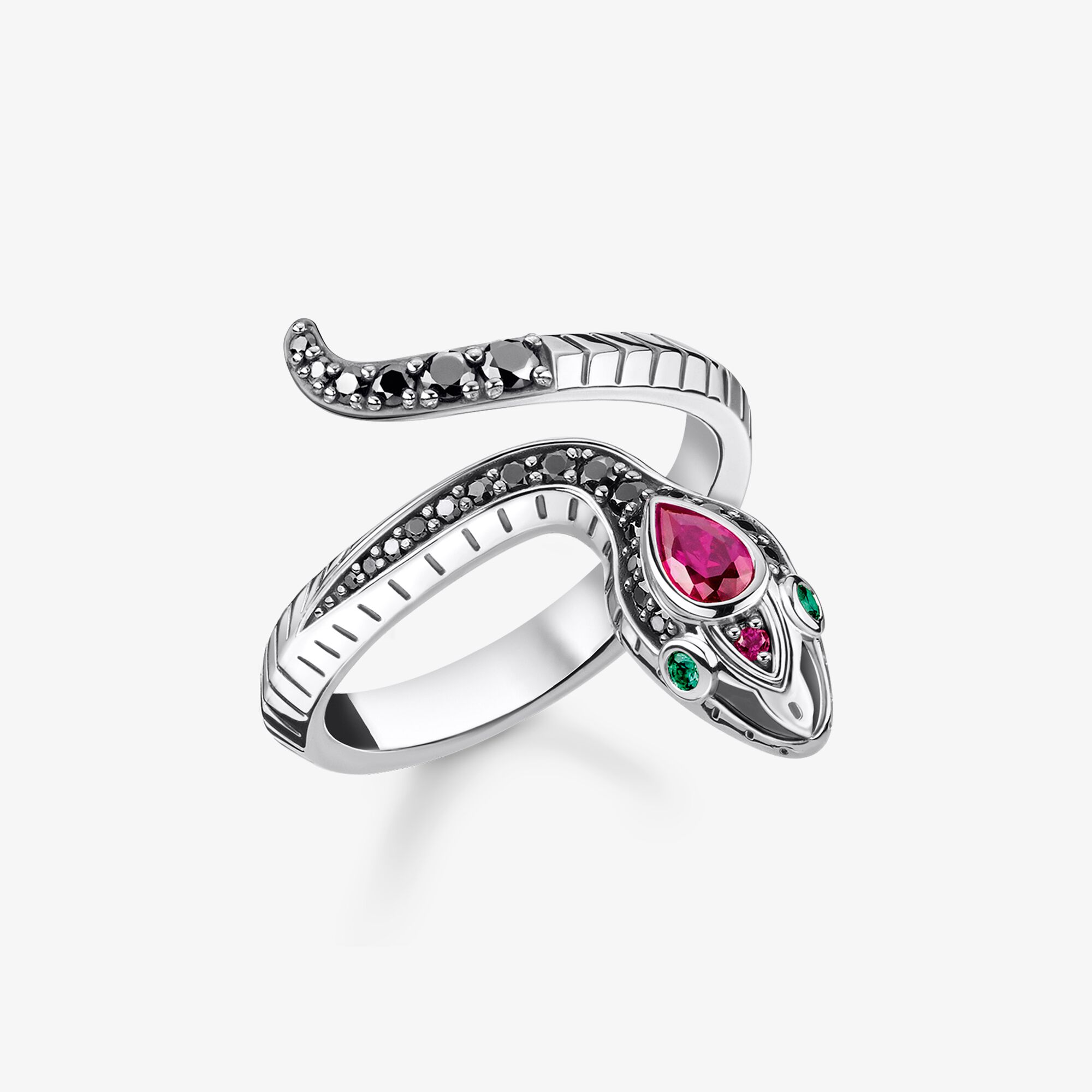 THOMAS SABO Bague serpent argent, Argent Sterling 925‰, noirci , Taille: 52, femme