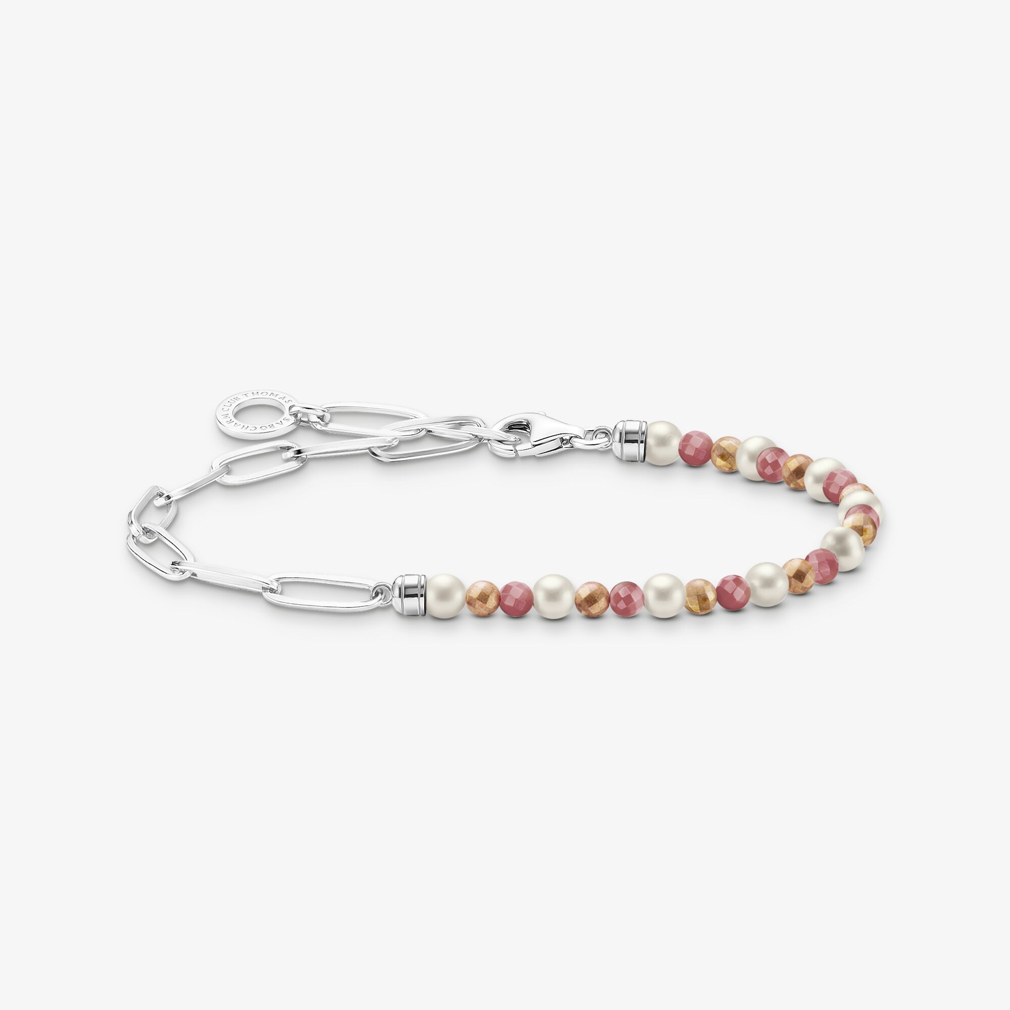 THOMAS SABO Charm-Armband mit bunten Beads und weißen Perlen Silber, Sterlingsilber, Größe: 14 cm, Damen
