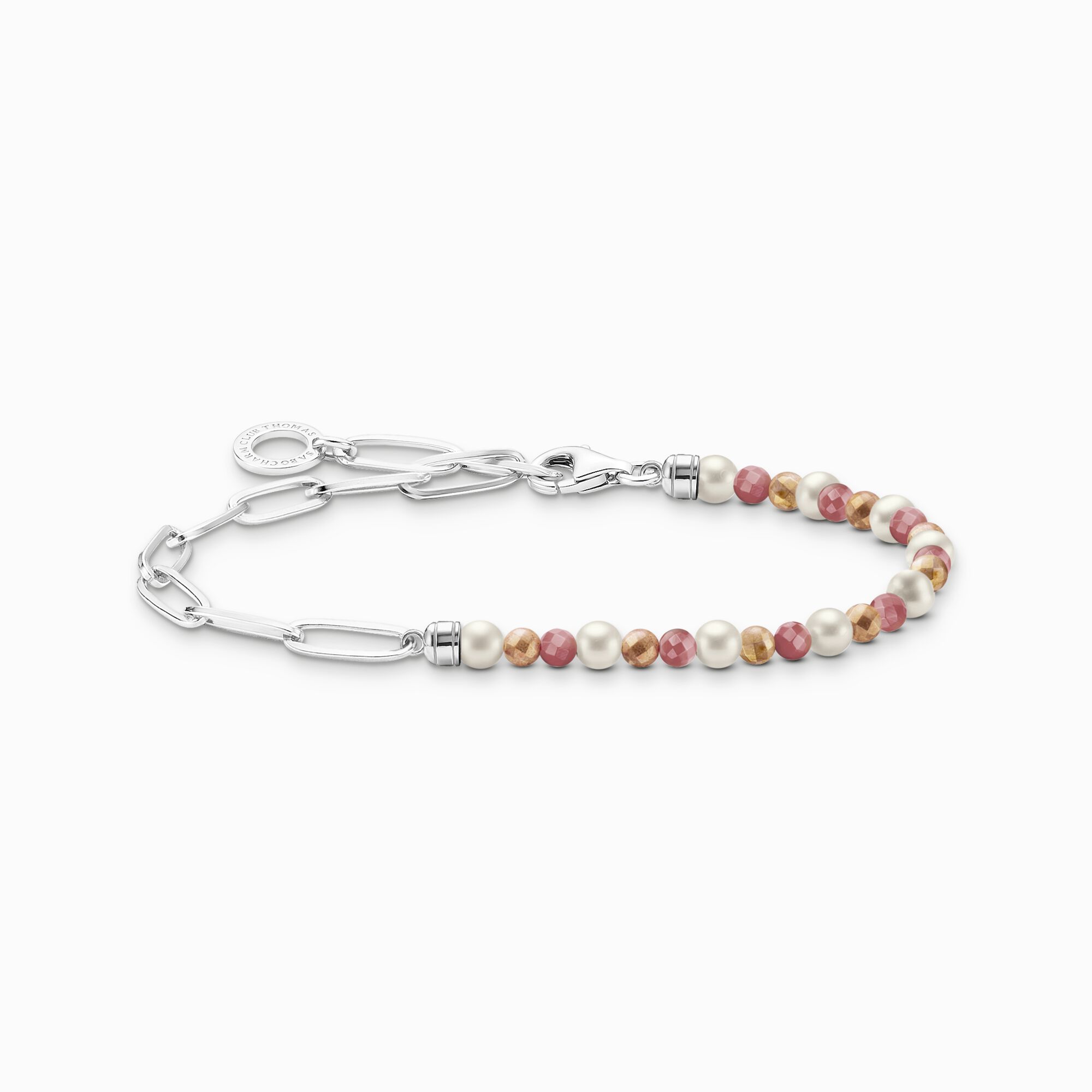 Charm bracelet with colourful beads and white pearls silver from the Charm Club collection in the THOMAS SABO online store