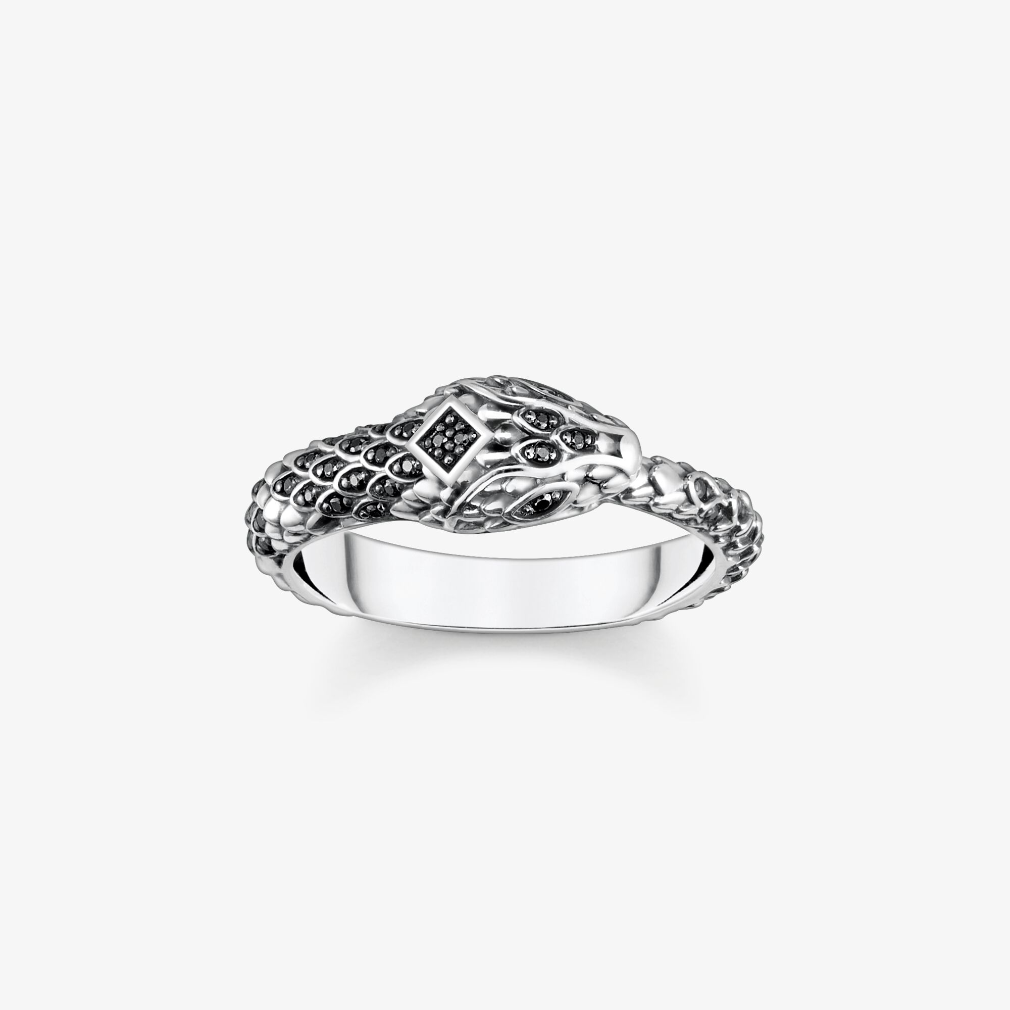 THOMAS SABO Bague noirci serpent, Argent sterling, Taille: 52, Unisex