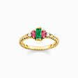 Ring rope with green and red stones gold plated from the  collection in the THOMAS SABO online store