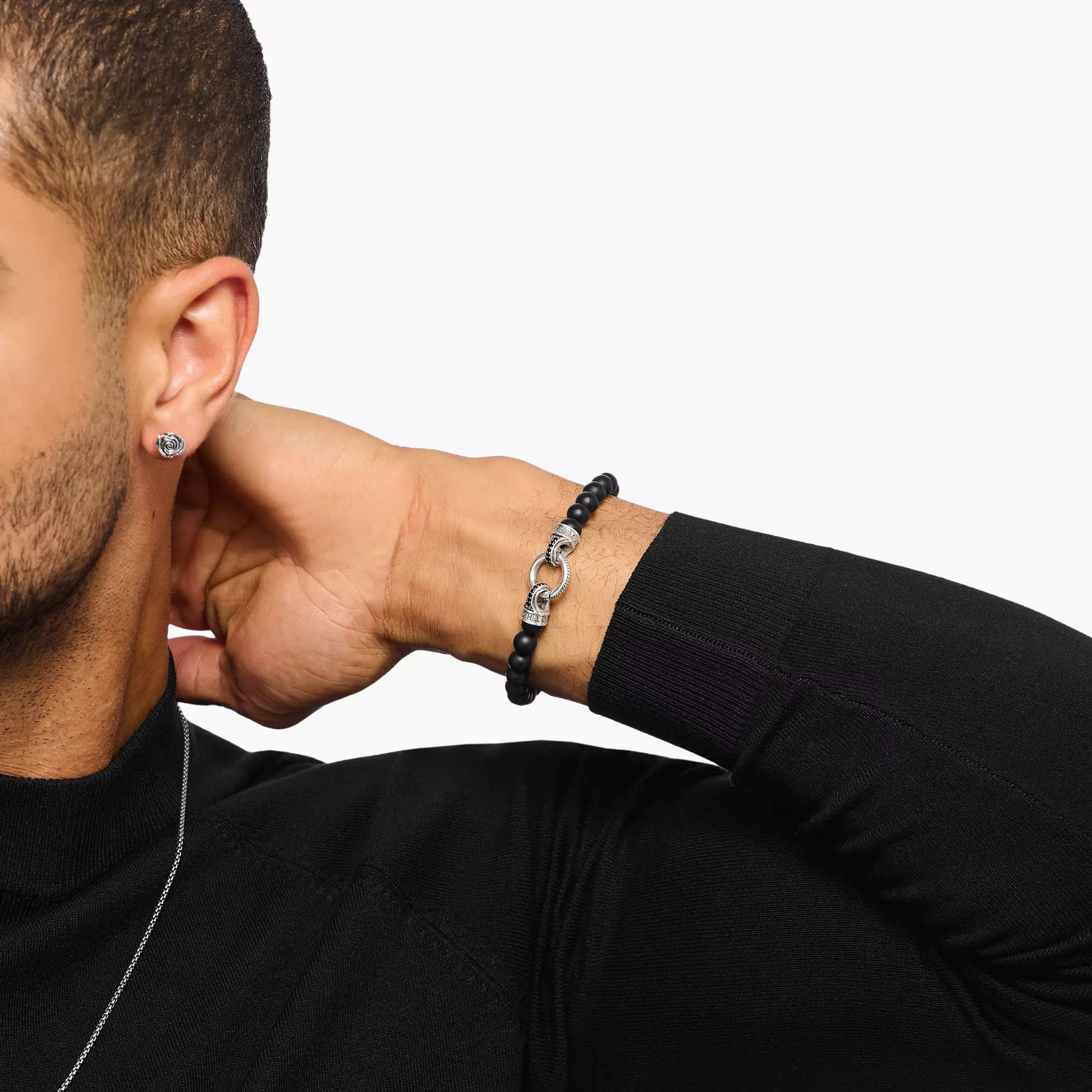 Silver bracelet with black obsidian beads | THOMAS SABO