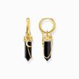 Yellow-gold plated hoop earrings with onyx and small chain from the  collection in the THOMAS SABO online store
