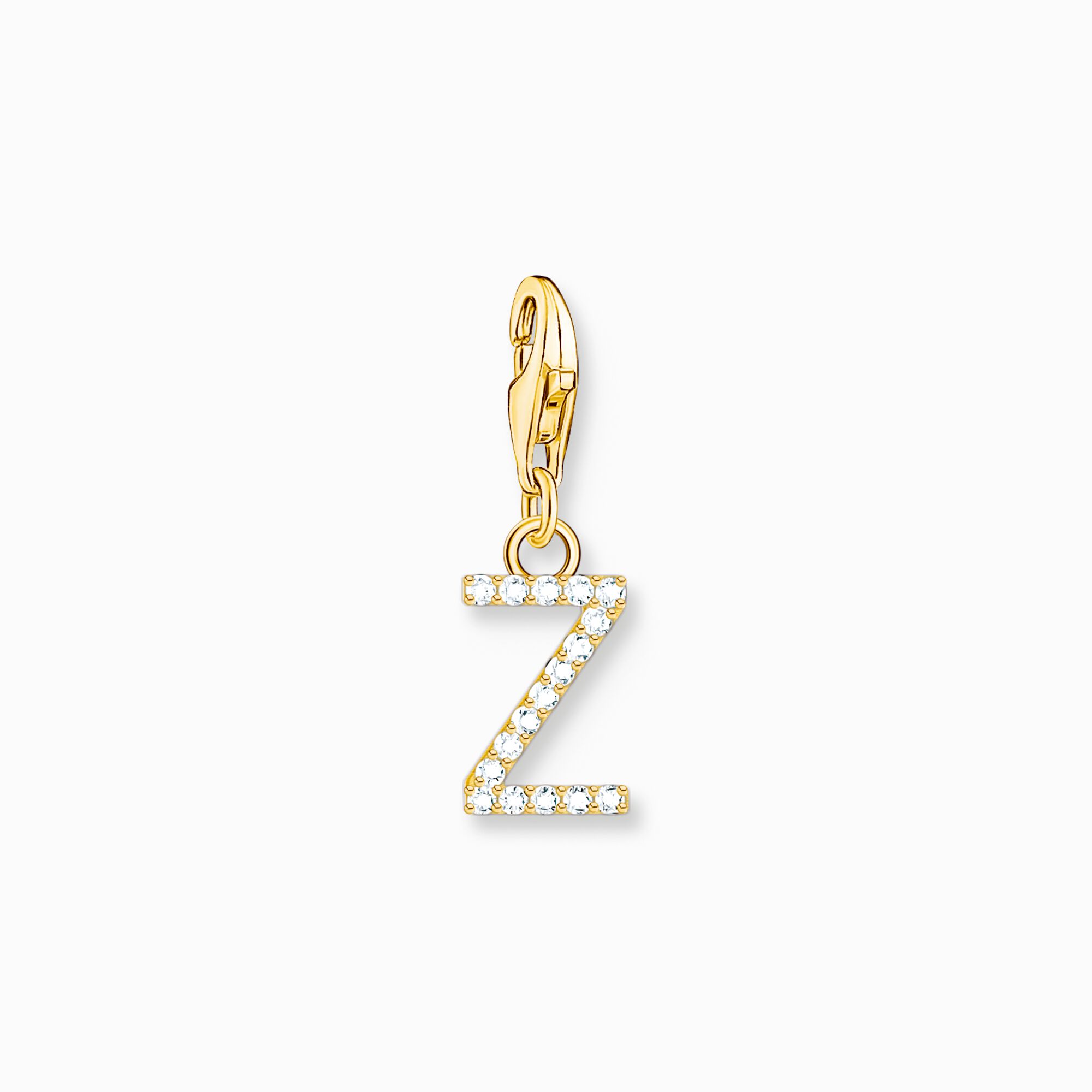 Charm-h&auml;ngsmycke bokstaven Z med vita stenar guldpl&auml;terad ur kollektionen Charm Club i THOMAS SABO:s onlineshop
