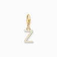 Charm-h&auml;ngsmycke bokstaven Z med vita stenar guldpl&auml;terad ur kollektionen Charm Club i THOMAS SABO:s onlineshop