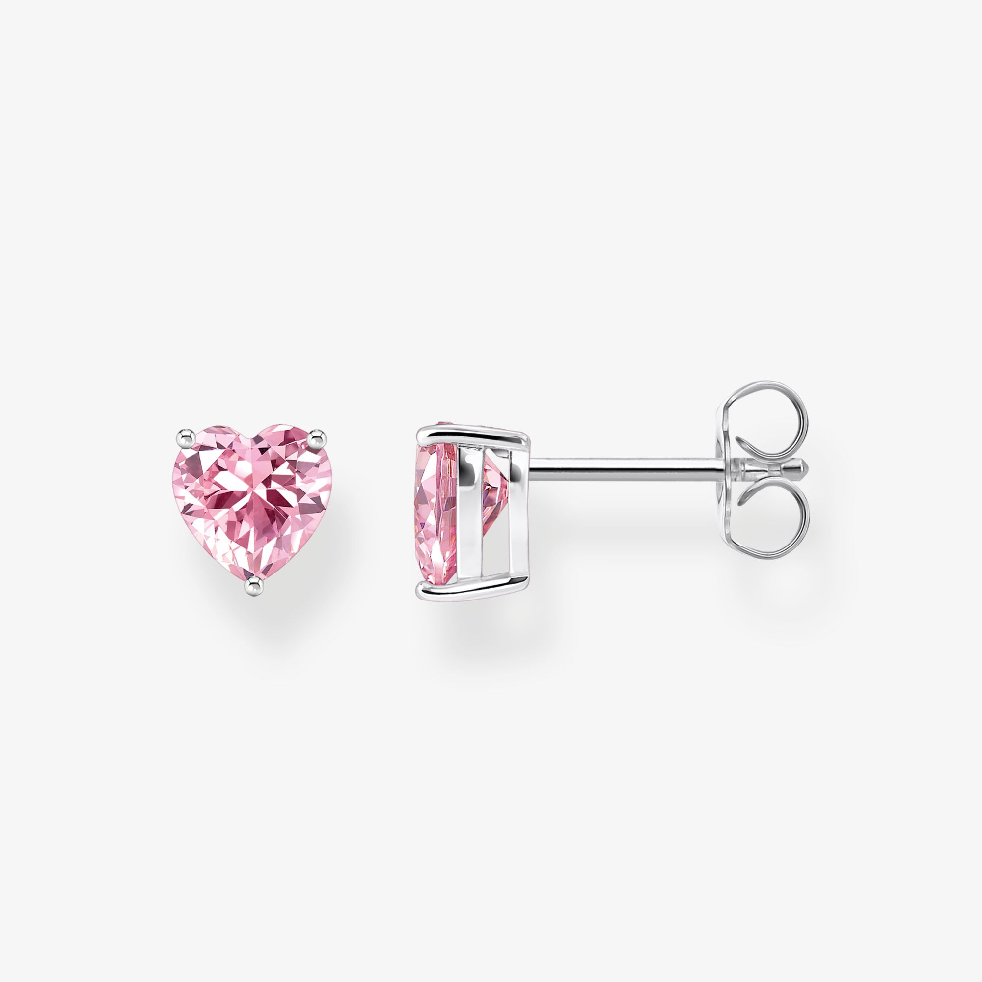 THOMAS SABO Ohrstecker mit pinkfarbenem Stein in Herzform Silber, Sterlingsilber, Größe: one size, Damen
