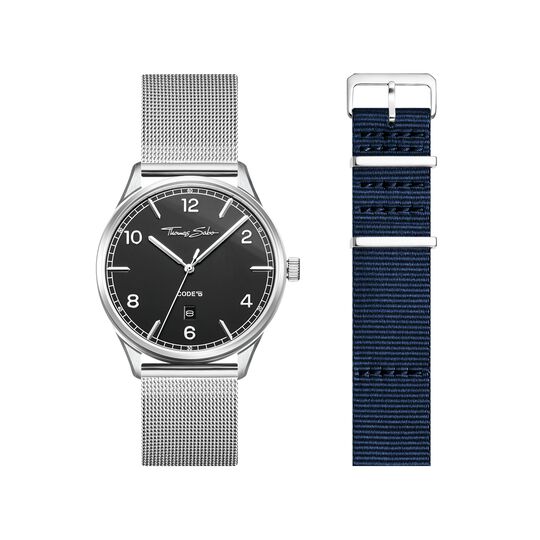 Set Code TS montre noir et bracelet bleu fonc&eacute; de la collection  dans la boutique en ligne de THOMAS SABO