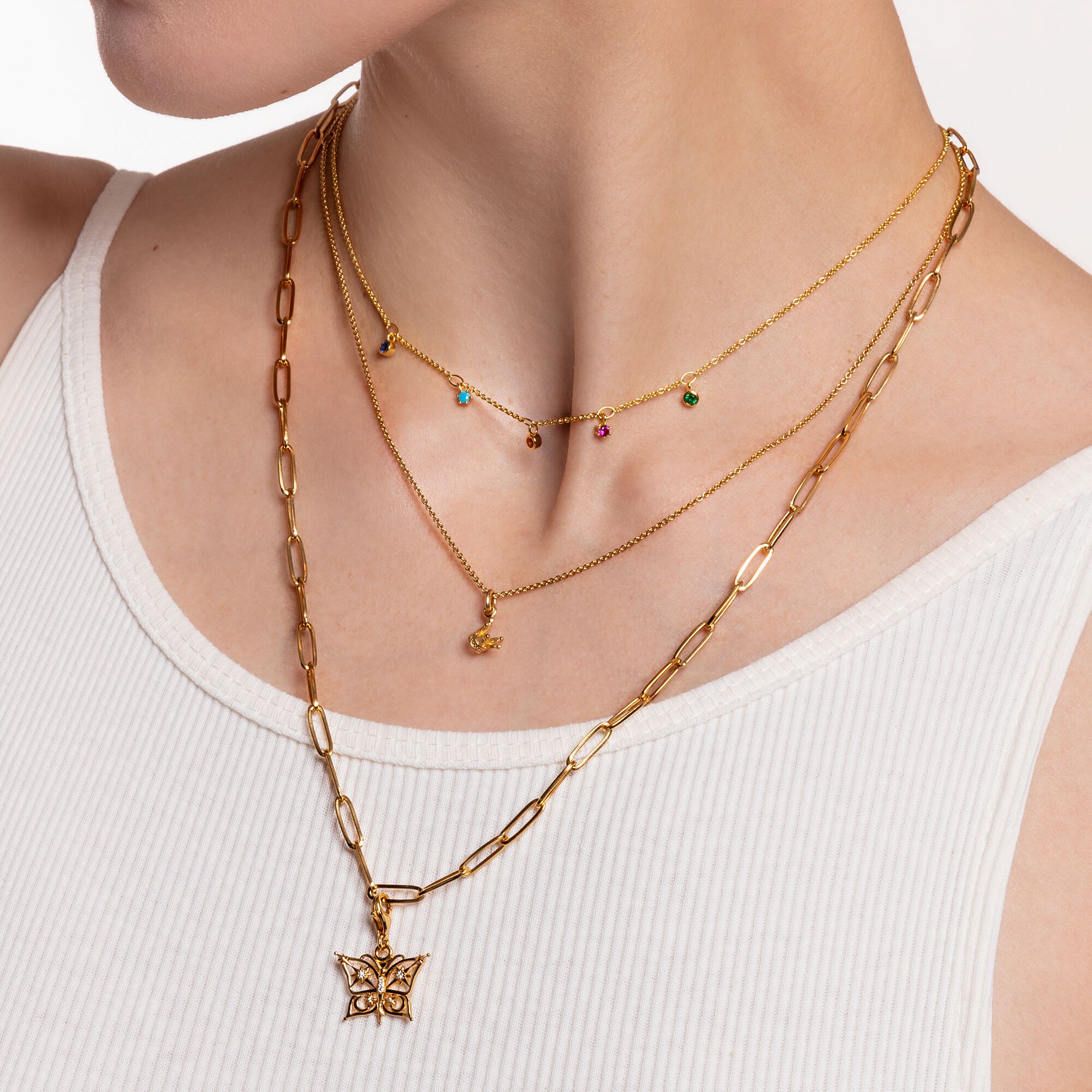 Damen Halskette Gold mit Strass-Steine Blatt Anhänger Kette 18