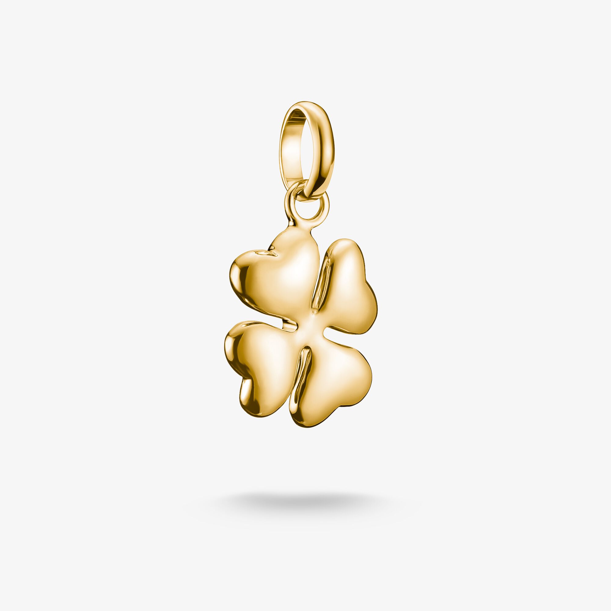 THOMAS SABO Pendentif Charm trèfle à quatre feuilles 3D Connect plaqué or, Argent sterling doré or jaune, Taille: one size, femme