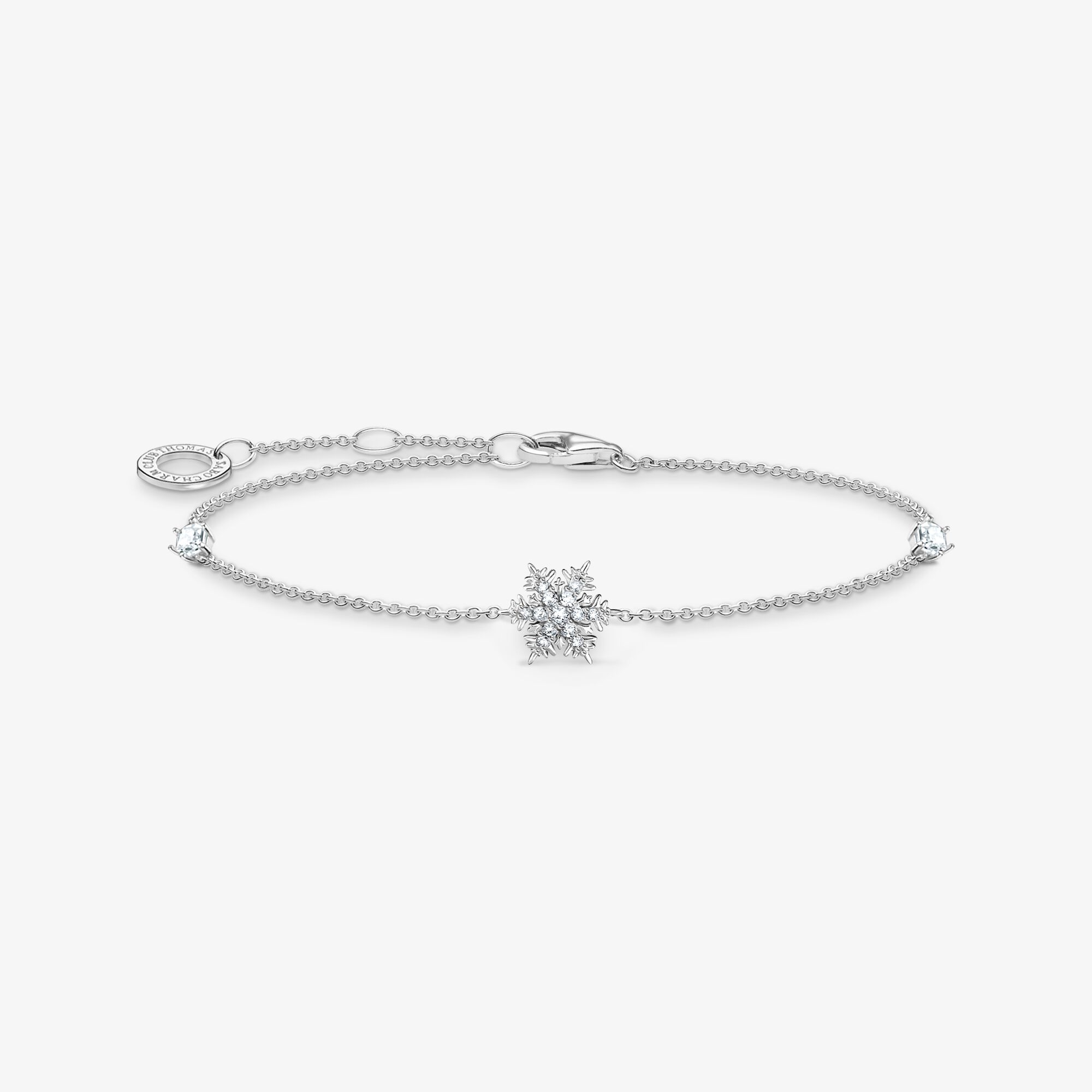 THOMAS SABO Armband Schneeflocke mit weißen Steinen silber, Sterlingsilber, Größe: 19 cm, Damen