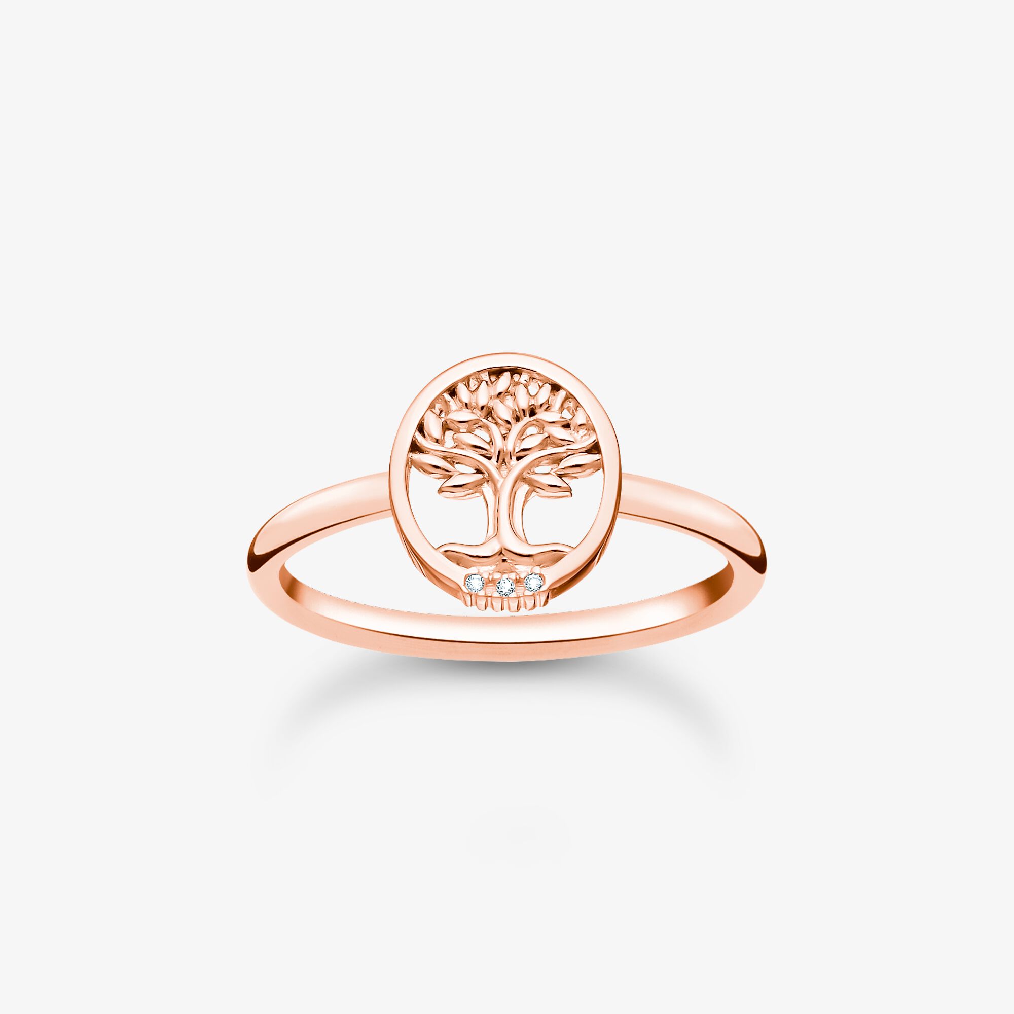 THOMAS SABO Bague Tree of Love avec pierres blanches or rose, Argent sterling doré or rose, Taille: 52, femme
