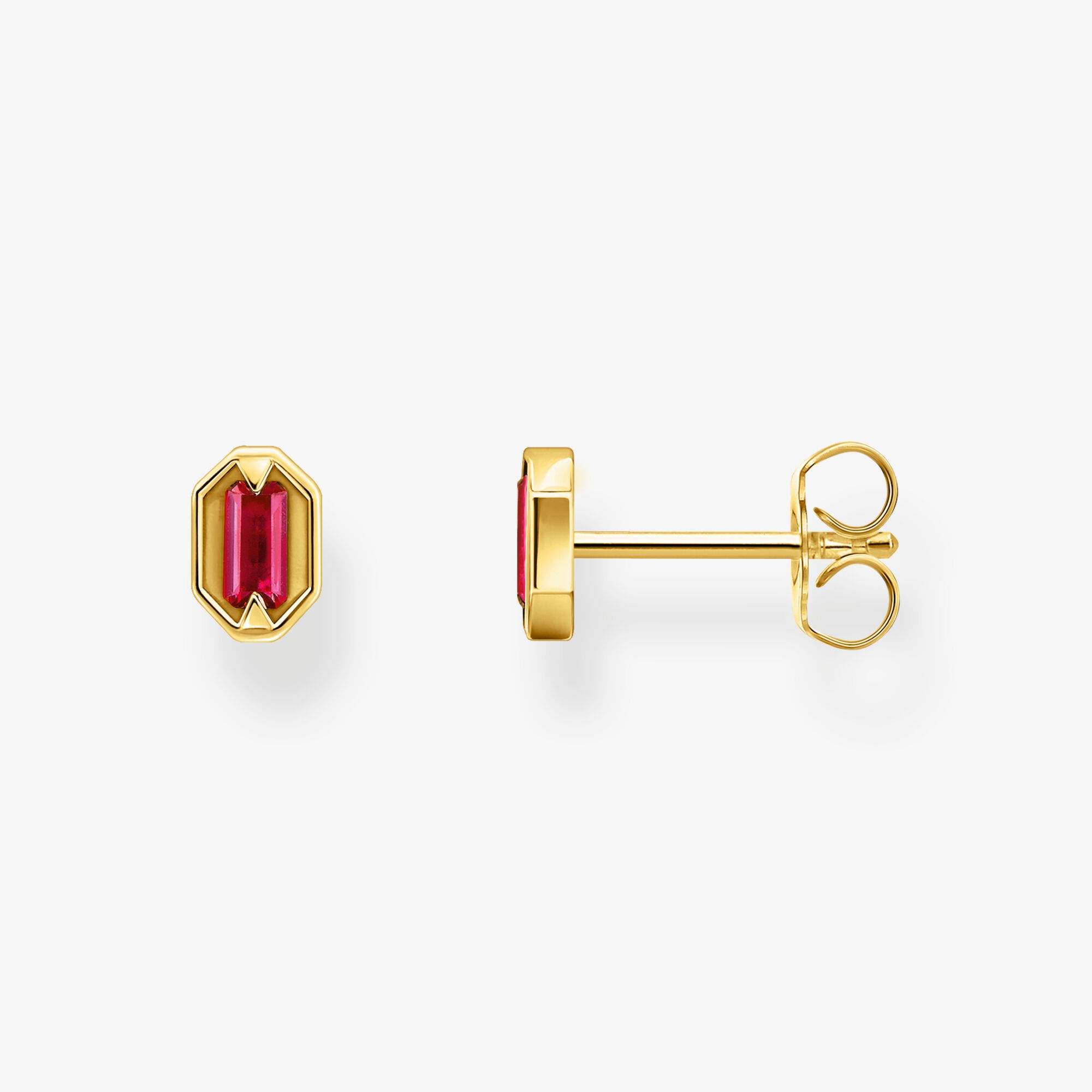 THOMAS SABO Örhängen, krokodilögon med röda stenar, pläterade, 925 sterlingsilver guldpläterat gult guld, Storlek: one size, Unisex
